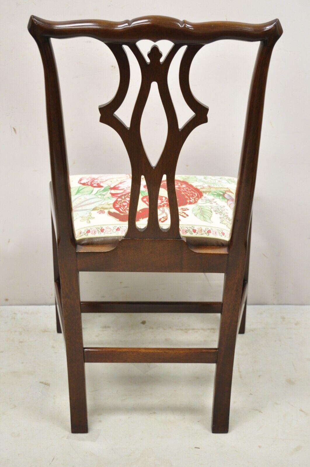 Vintage Chippendale Georgian Style Solid Mahogany Dining Side Chairs, Set of 4 For Sale 6