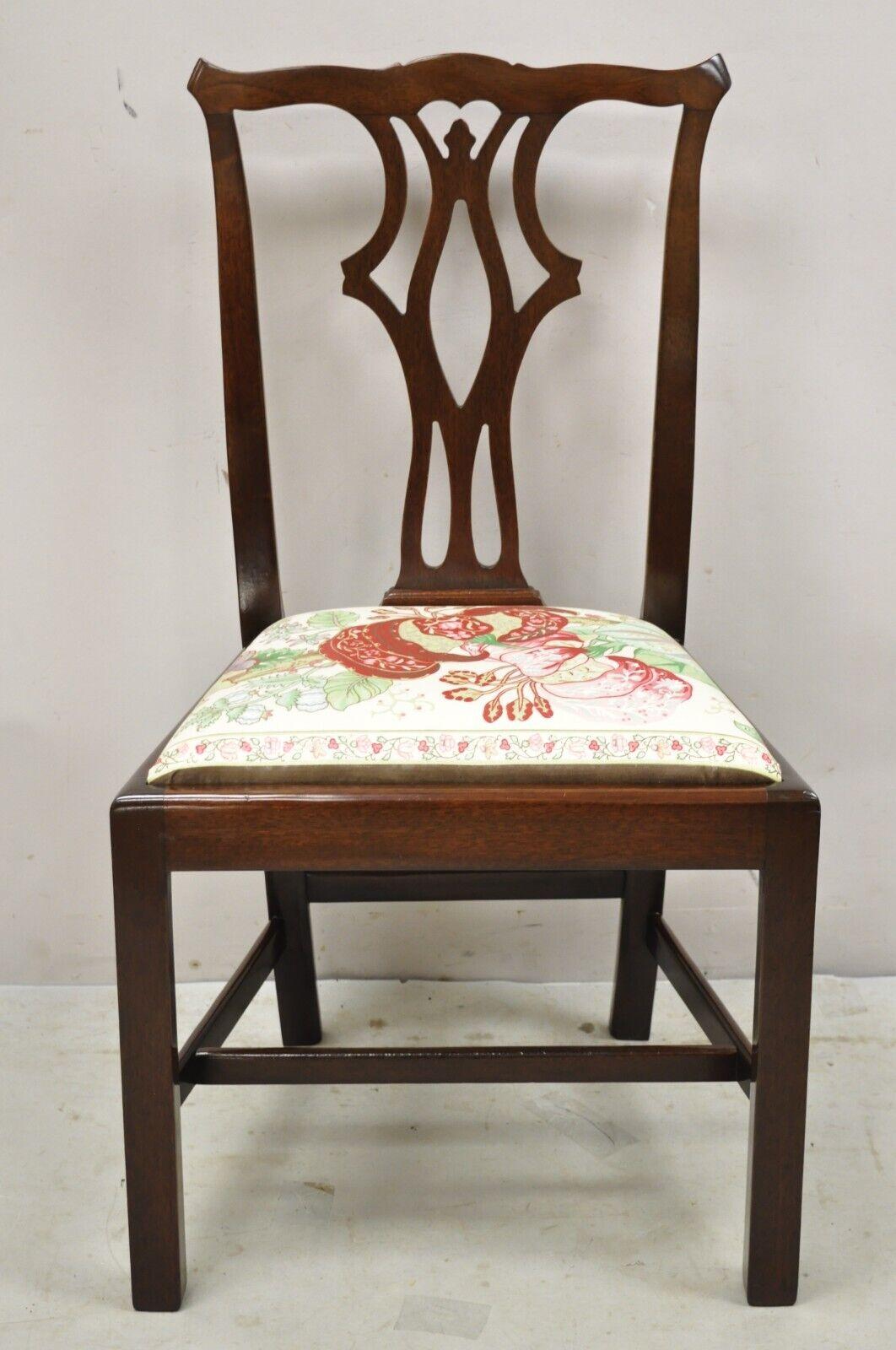 Vintage Chippendale Georgian Style Solid Mahogany Dining Side Chairs, Set of 4 For Sale 7