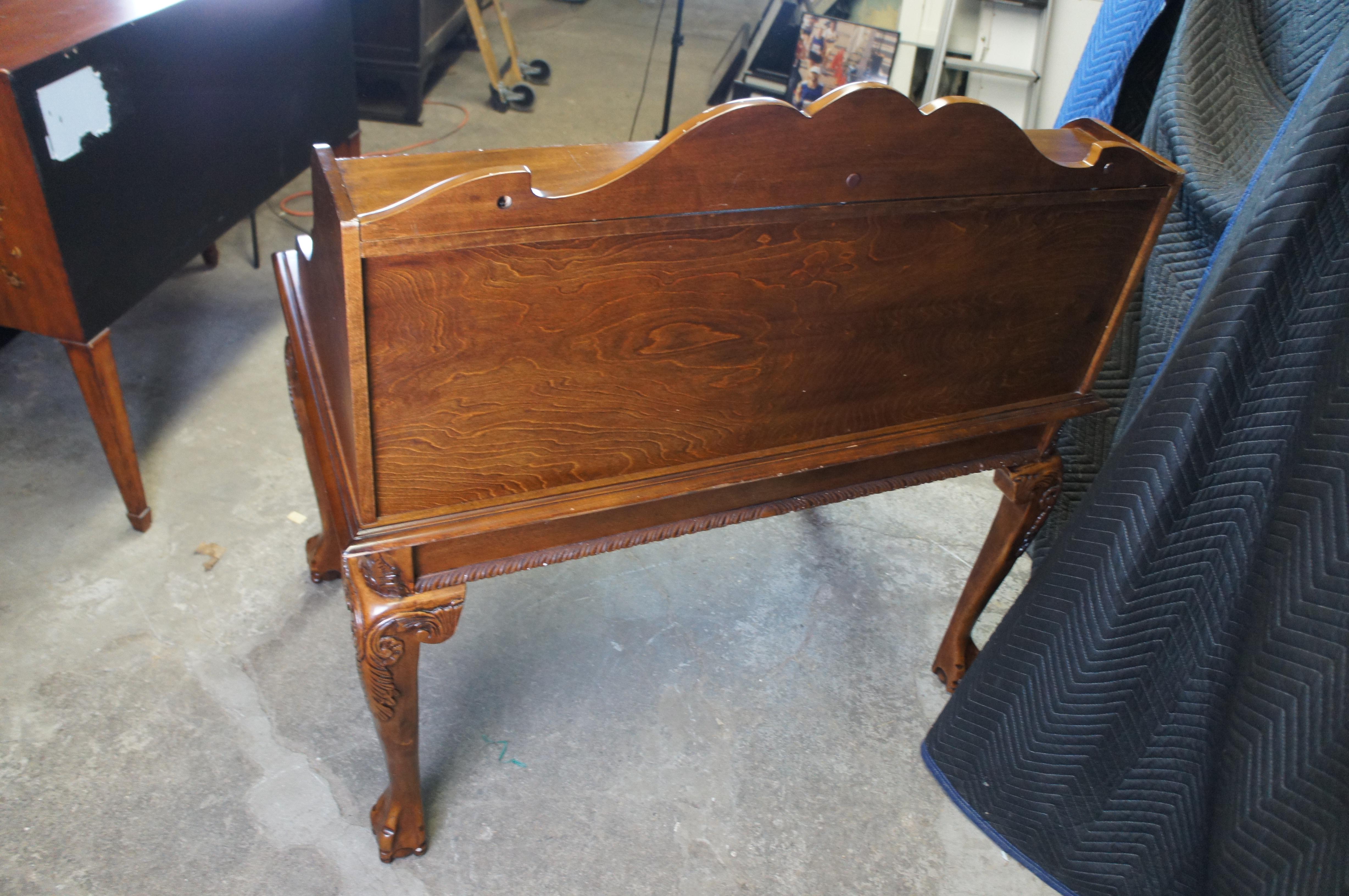 Vintage Chippendale Glen Eagle Brown Cherry Secretary Library Writing Desk 8