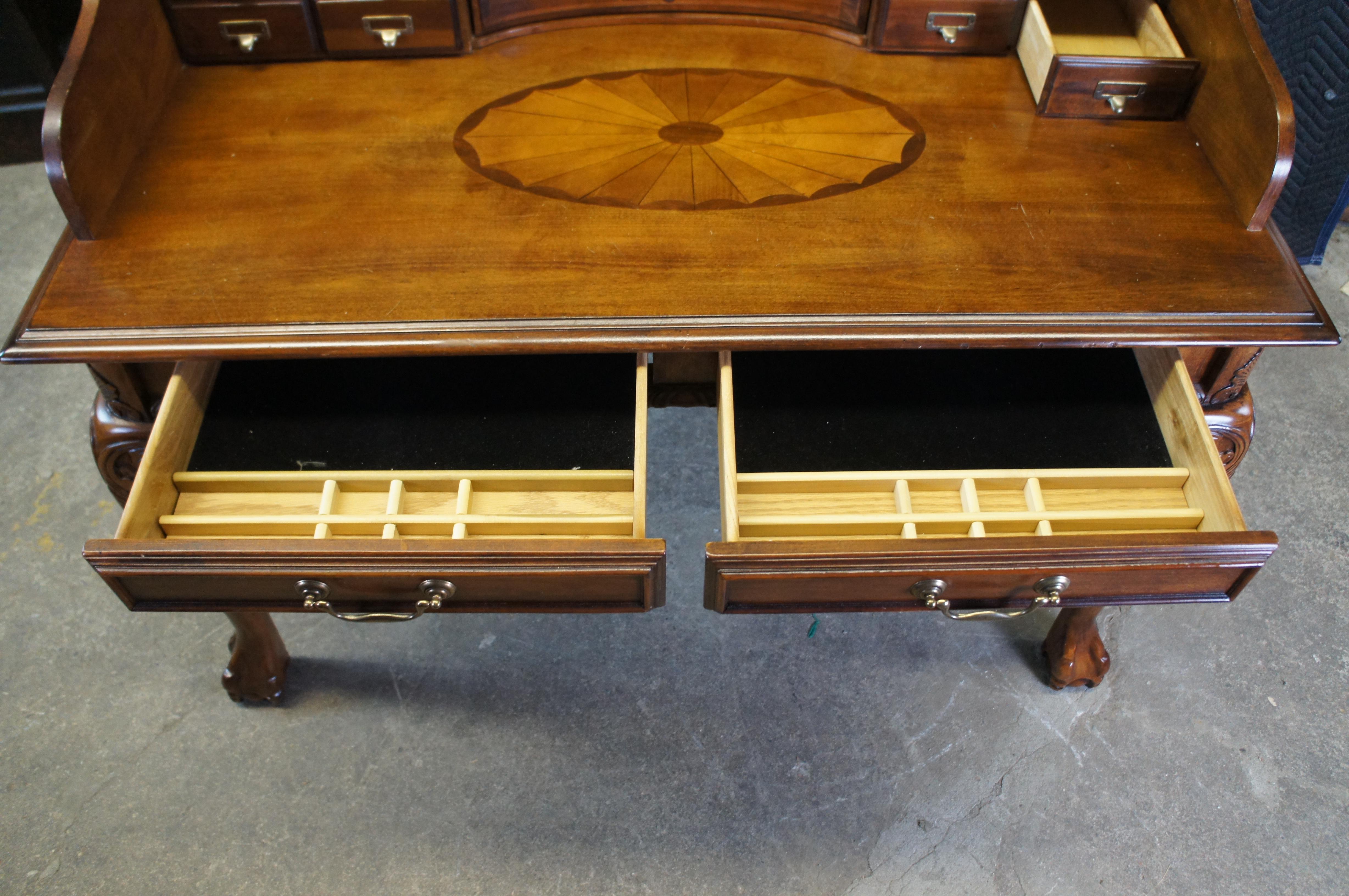 Vintage Chippendale Glen Eagle Brown Cherry Secretary Library Writing Desk 3