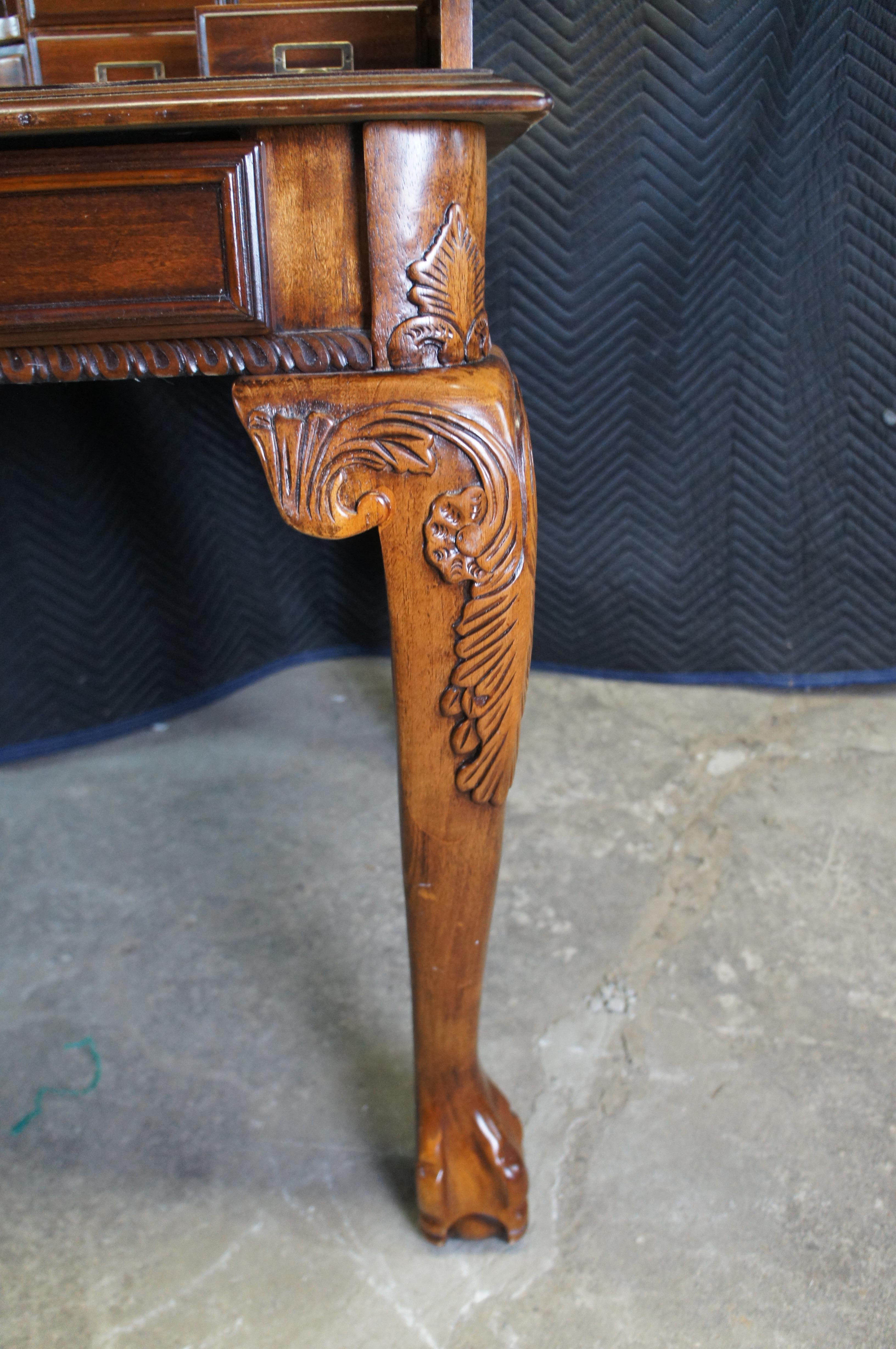 Vintage Chippendale Glen Eagle Brown Cherry Secretary Library Writing Desk 4