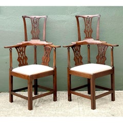 Vintage Chippendale High Back Corner Chairs - A Pair