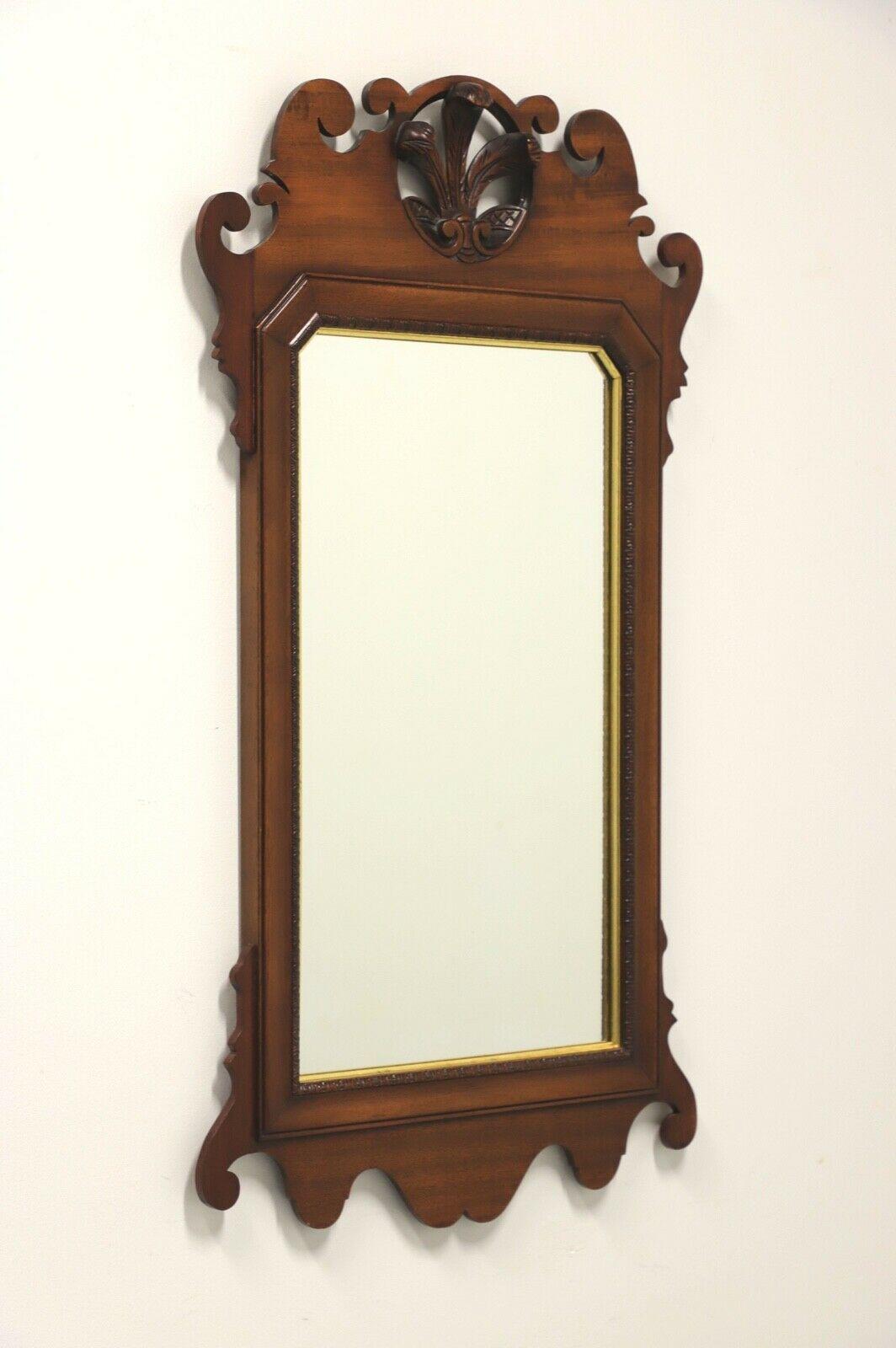 Vintage Chippendale Mahogany Wall Mirror with Prince of Wales Plumes 5