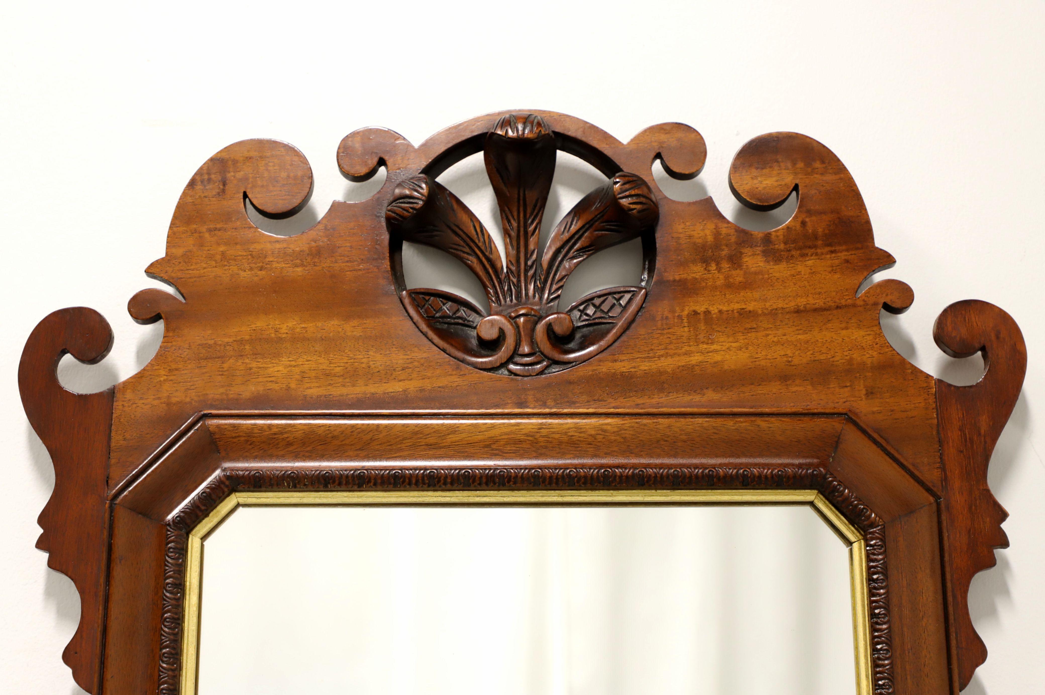 American Vintage Chippendale Mahogany Wall Mirror with Prince of Wales Plumes