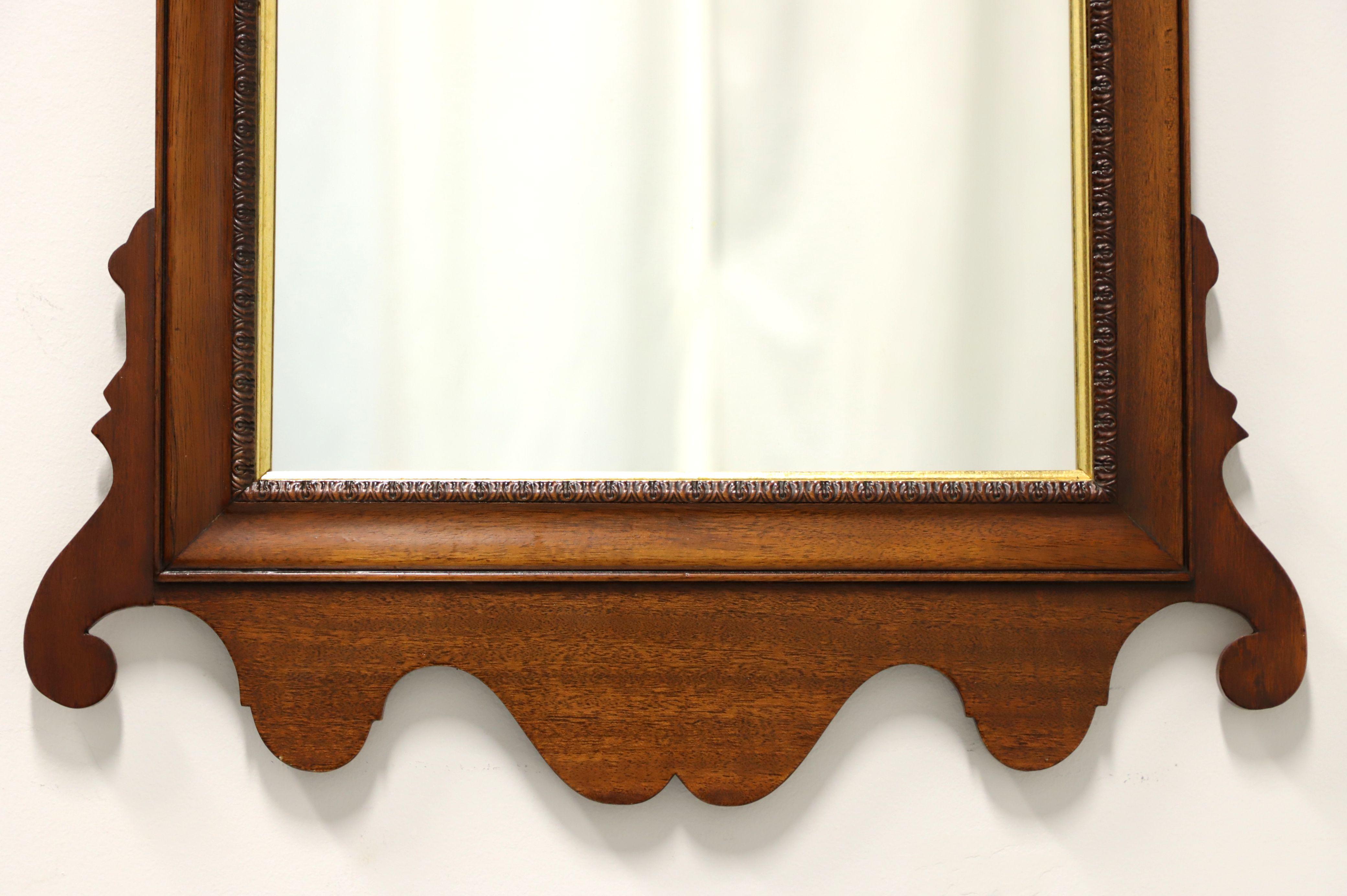 Vintage Chippendale Mahogany Wall Mirror with Prince of Wales Plumes In Good Condition In Charlotte, NC