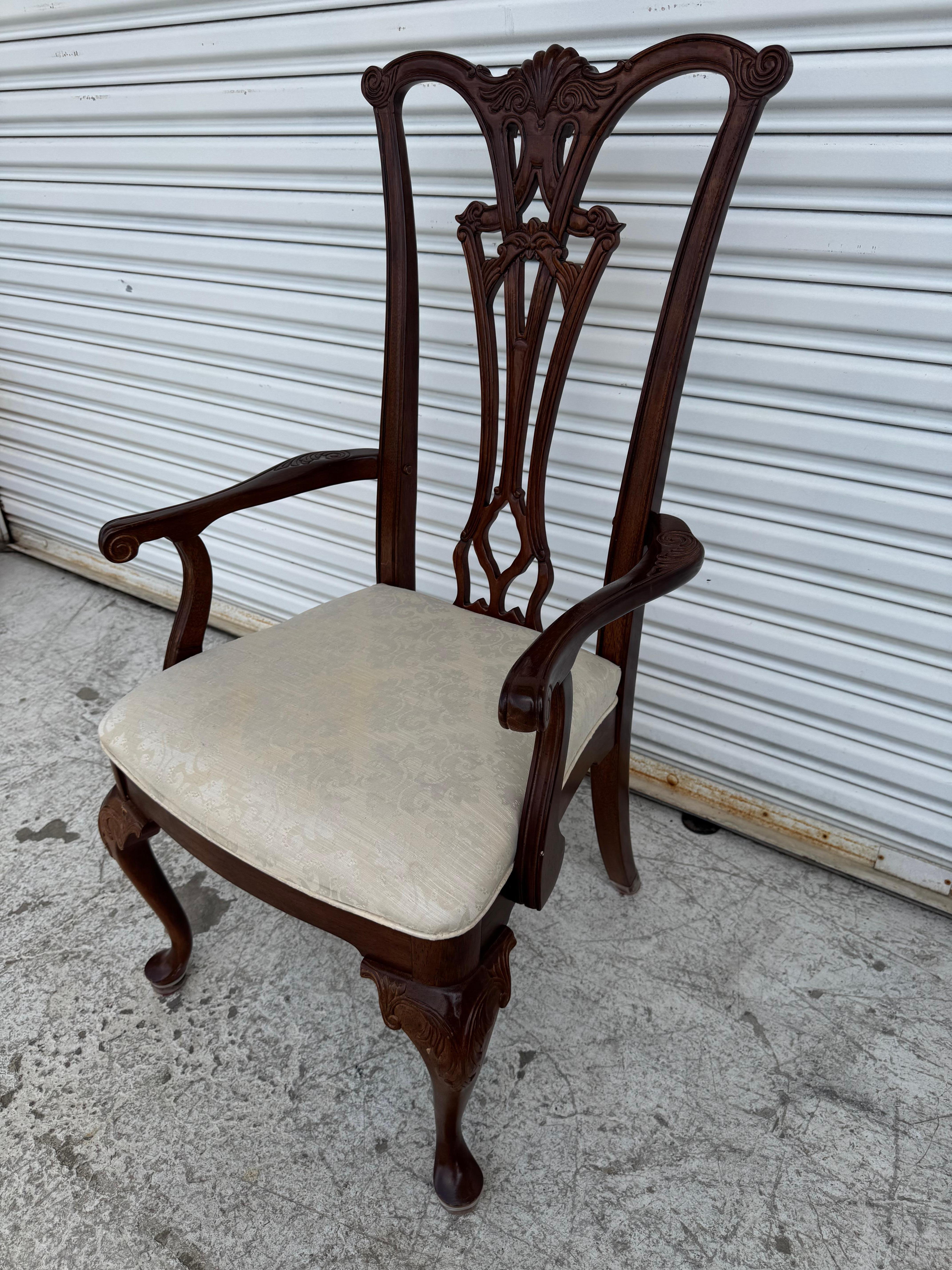 Vintage Chippendale Style Arm Chair in Walnut For Sale 6