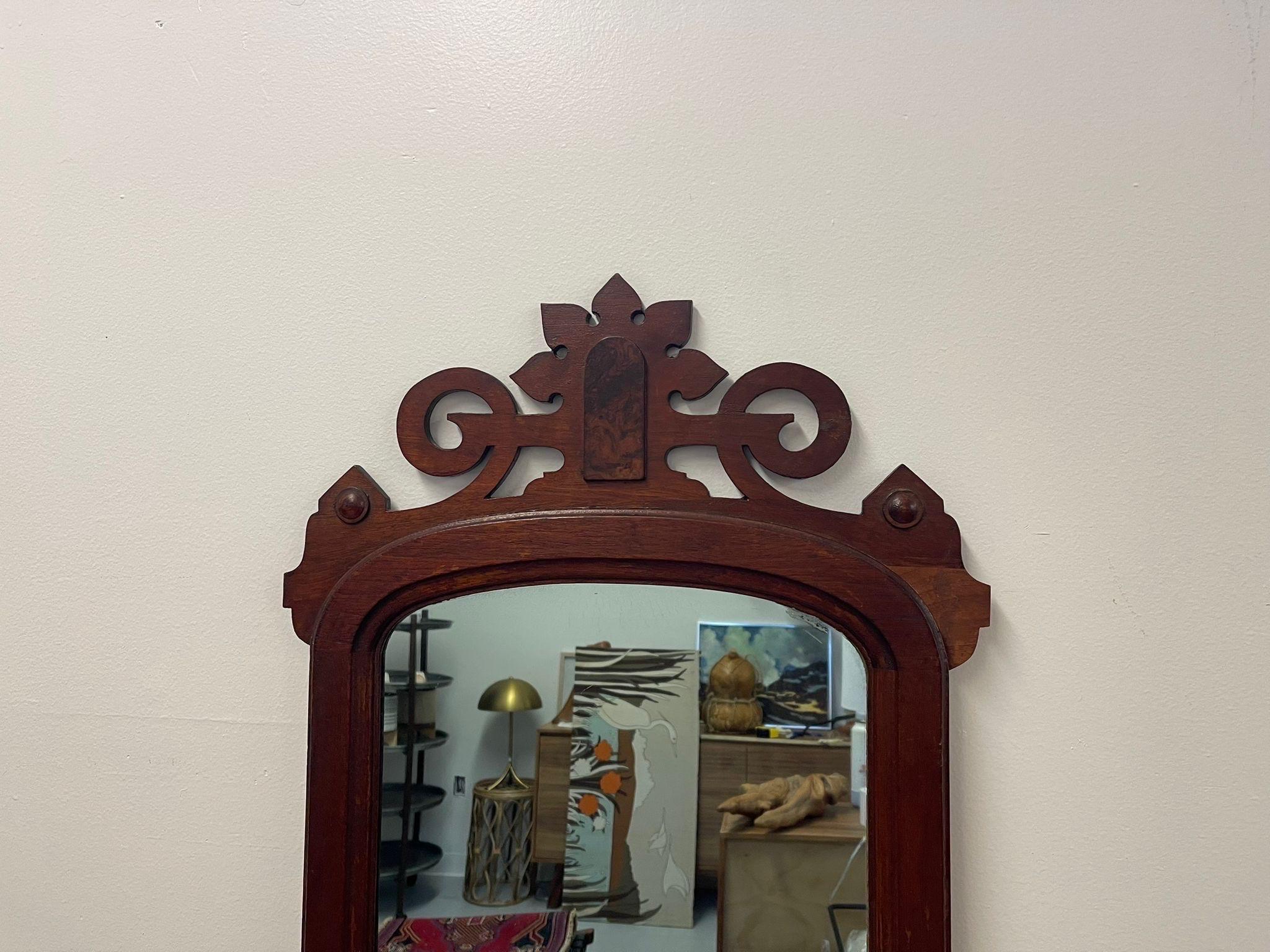 Vintage Chippendale Style Beveled Blue Toned Wall Mirror In Good Condition For Sale In Seattle, WA