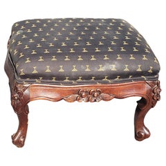 Vintage Chippendale Style Carved Mahogany Foot Stool, Circa 1930s