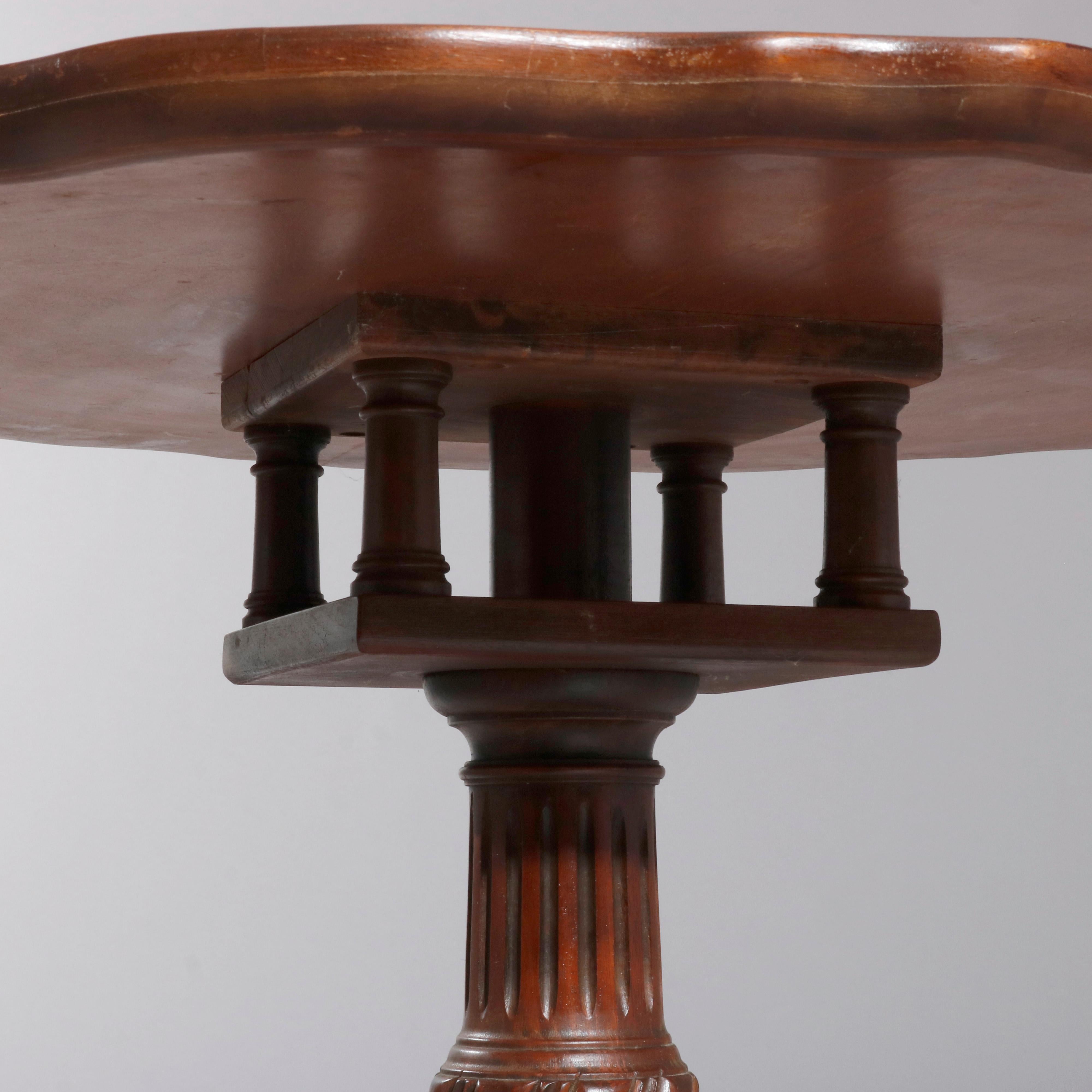 20th Century Vintage Chippendale Style Carved Mahogany Pie Crust Tea Table, c1940