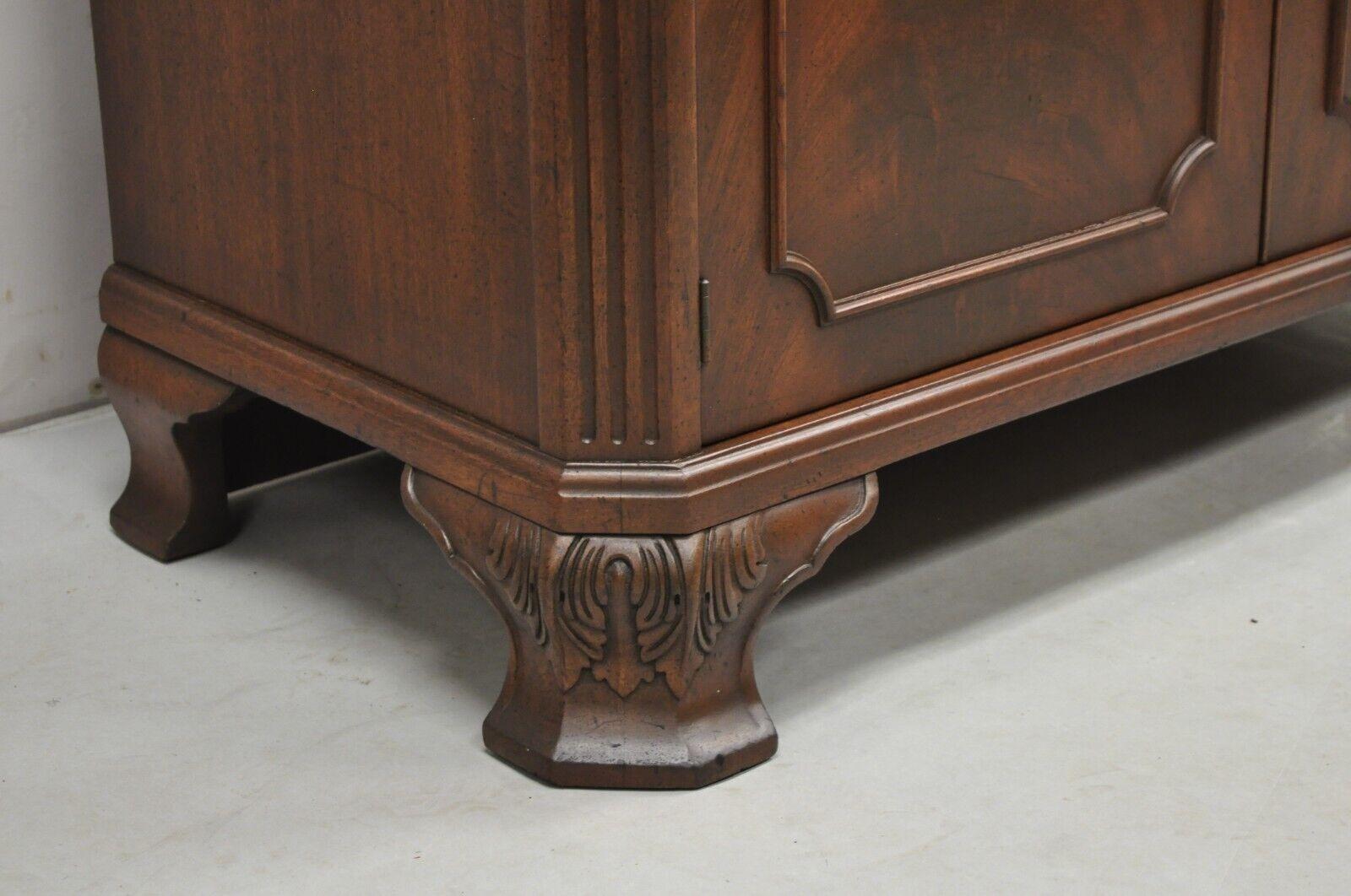 Vintage Chippendale Style Carved Mahogany Server Buffet with Bar Interior For Sale 3