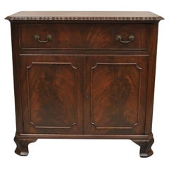 Antique Chippendale Style Carved Mahogany Server Buffet with Bar Interior