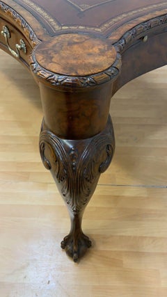 Vintage Chippendale Style Carved Walnut Executive Writing Desk by Maitland Smith