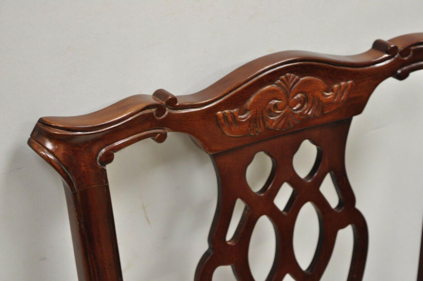 Canadian Vintage Chippendale Style Cherry Wood Dining Arm Chair by Master Design, a Pair