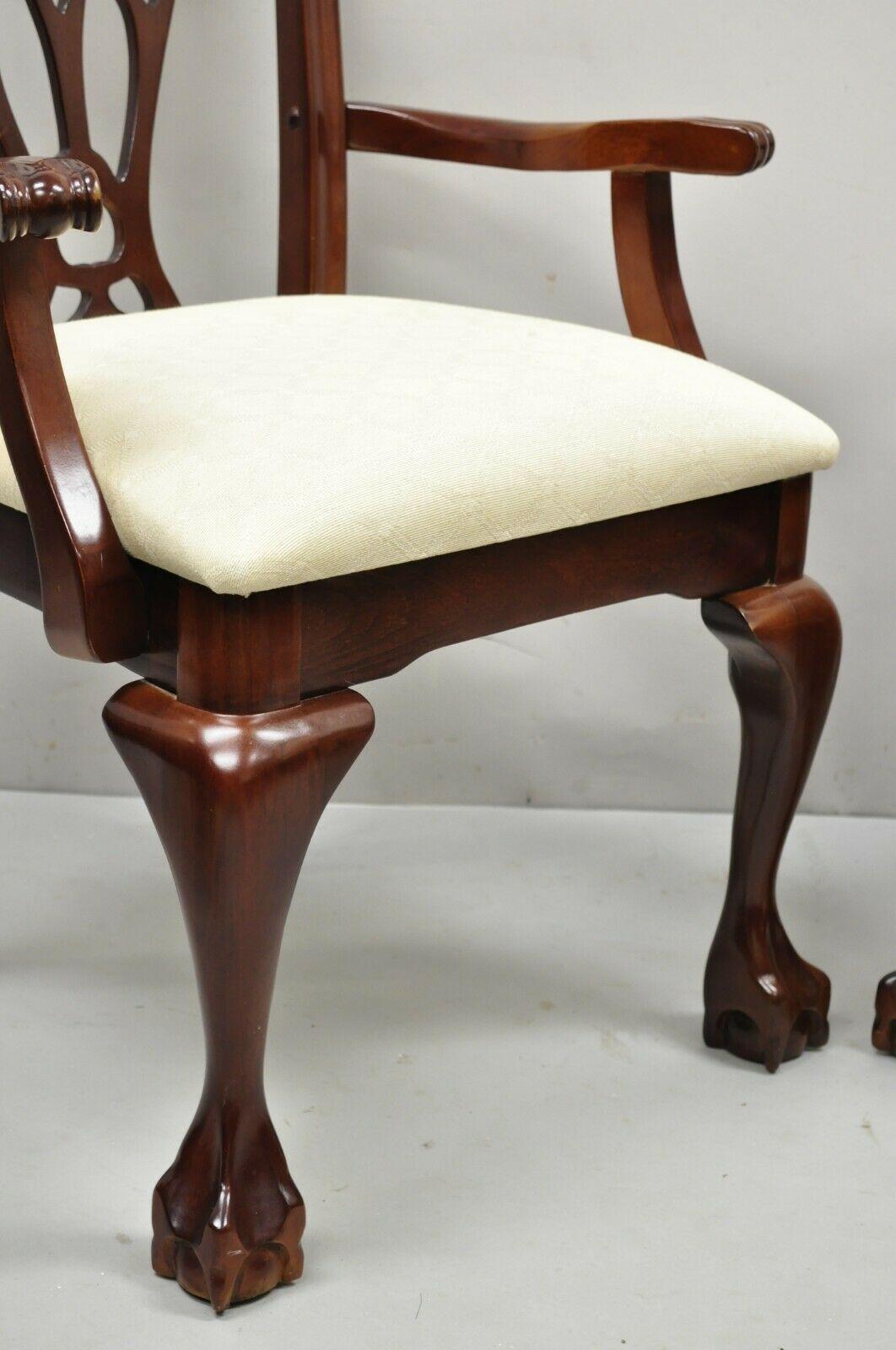 Vintage Chippendale Style Cherry Wood Dining Arm Chair by Master Design, a Pair In Good Condition In Philadelphia, PA