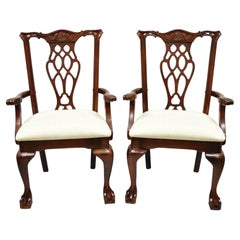 Vintage Chippendale Style Cherry Wood Dining Arm Chair by Master Design, a Pair
