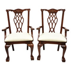 Vintage Chippendale Style Cherry Wood Dining Arm Chair by Master Design, a Pair