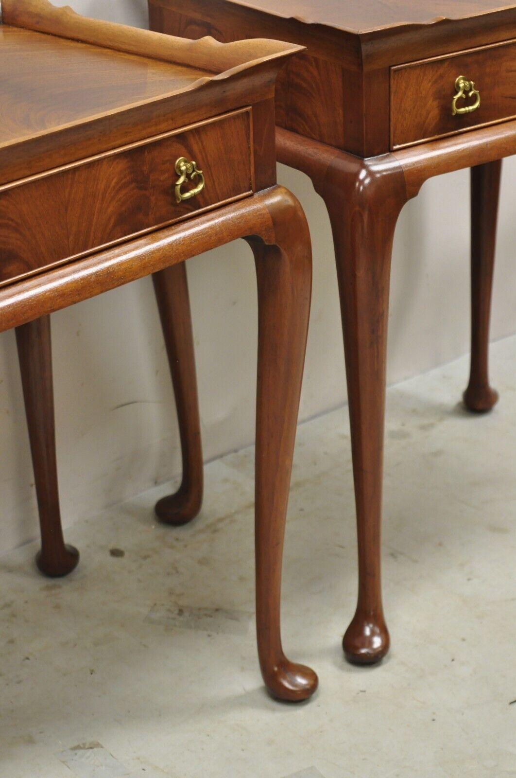 Vintage Chippendale Style Flame Mahogany One Drawer Nightstands - a Pair 3
