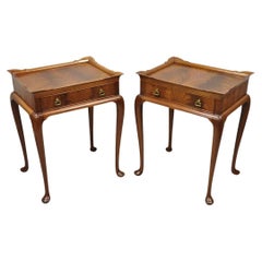 Antique Chippendale Style Flame Mahogany One Drawer Nightstands - a Pair