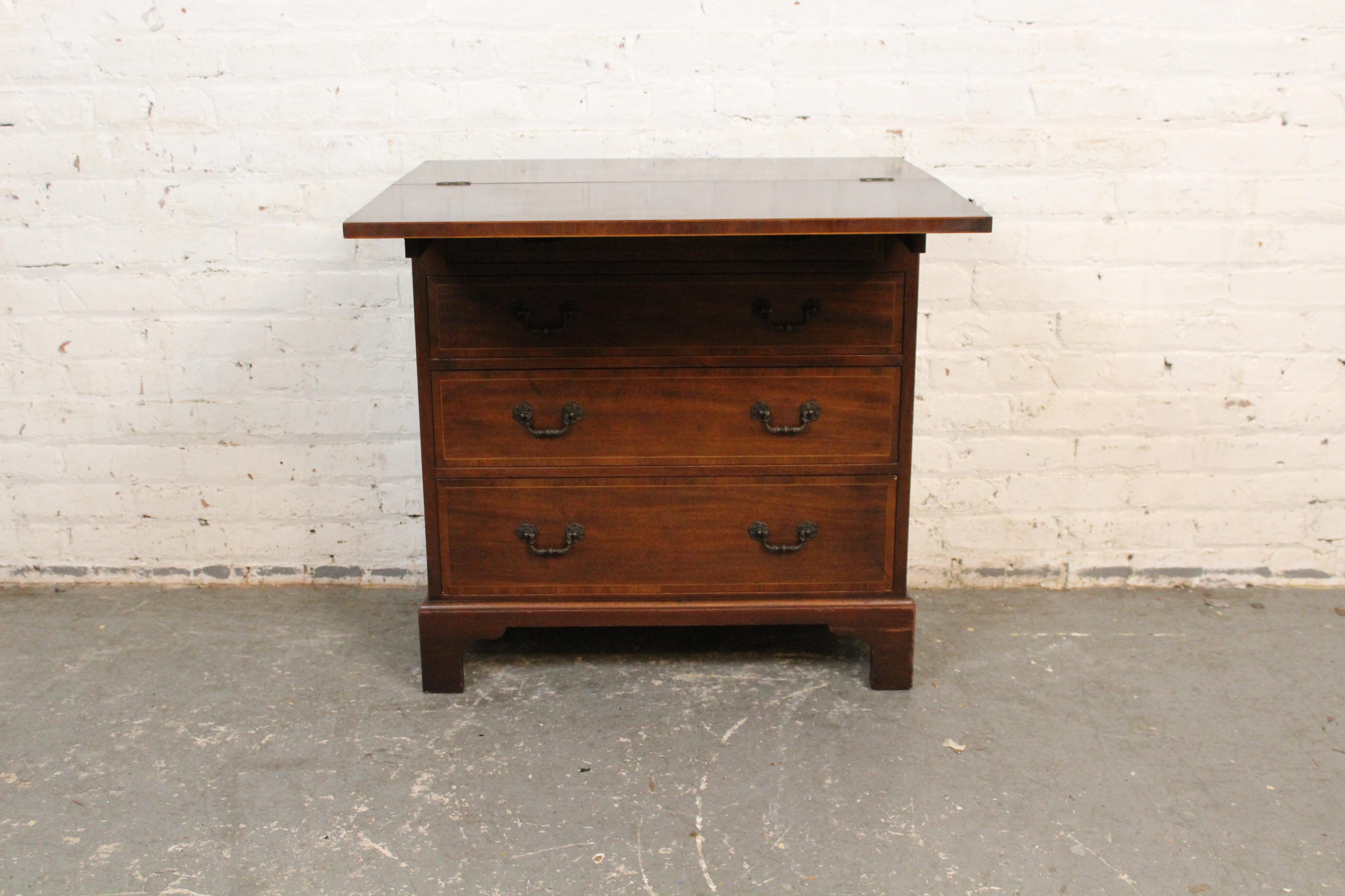 Inlay Vintage Chippendale Style Flip-Top Dresser by Baker Furniture For Sale