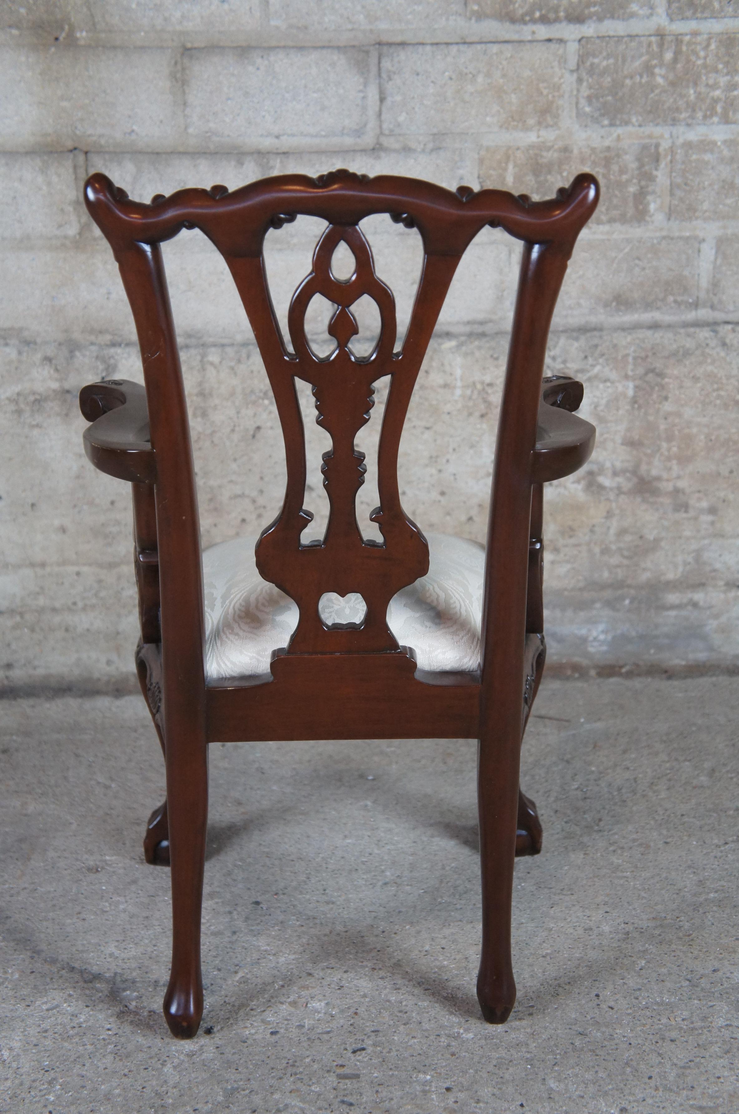 20th Century Vintage Chippendale Style Mahogany Childs Doll Accent Chair Ball & Claw