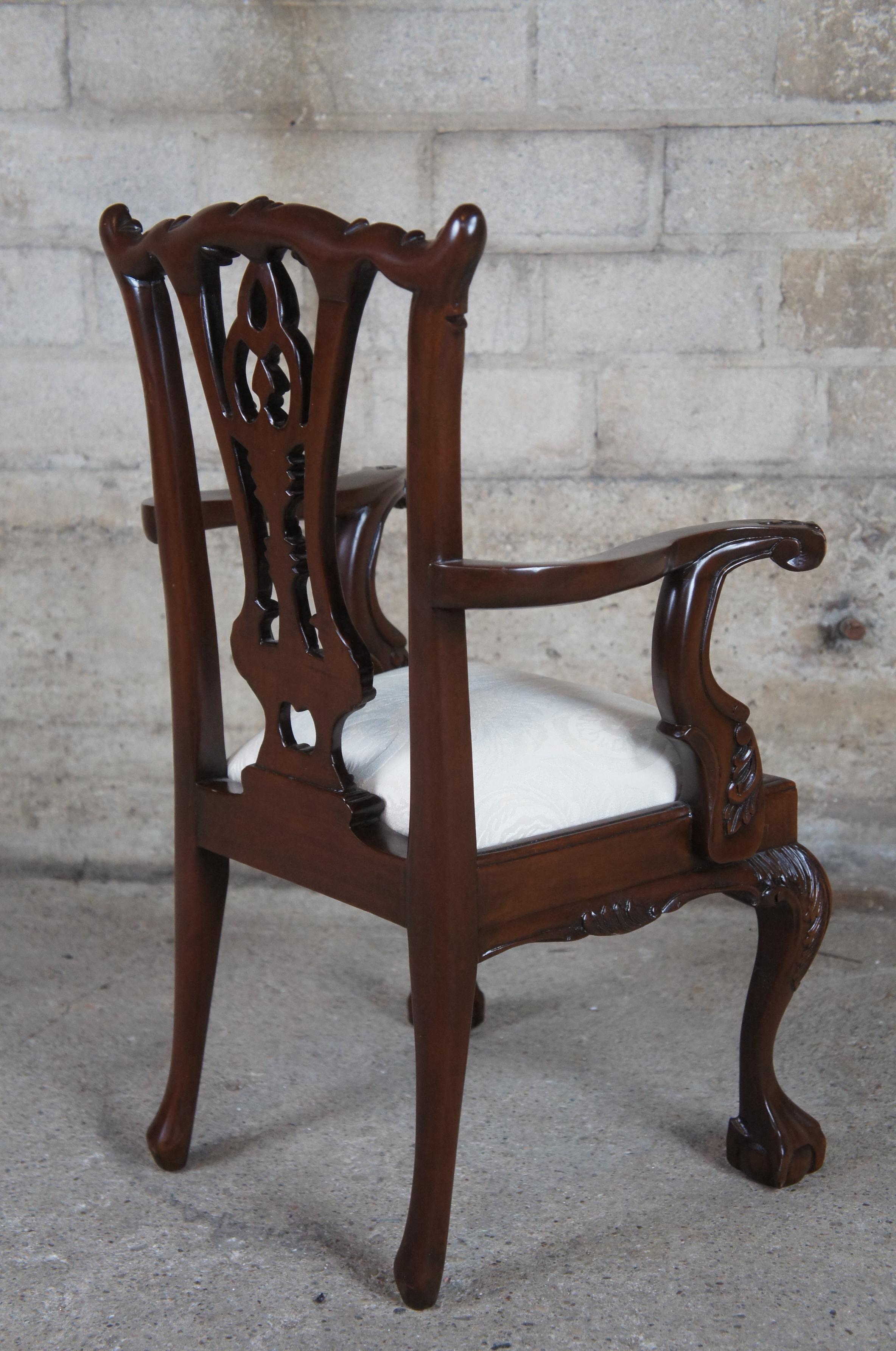 Fabric Vintage Chippendale Style Mahogany Childs Doll Accent Chair Ball & Claw