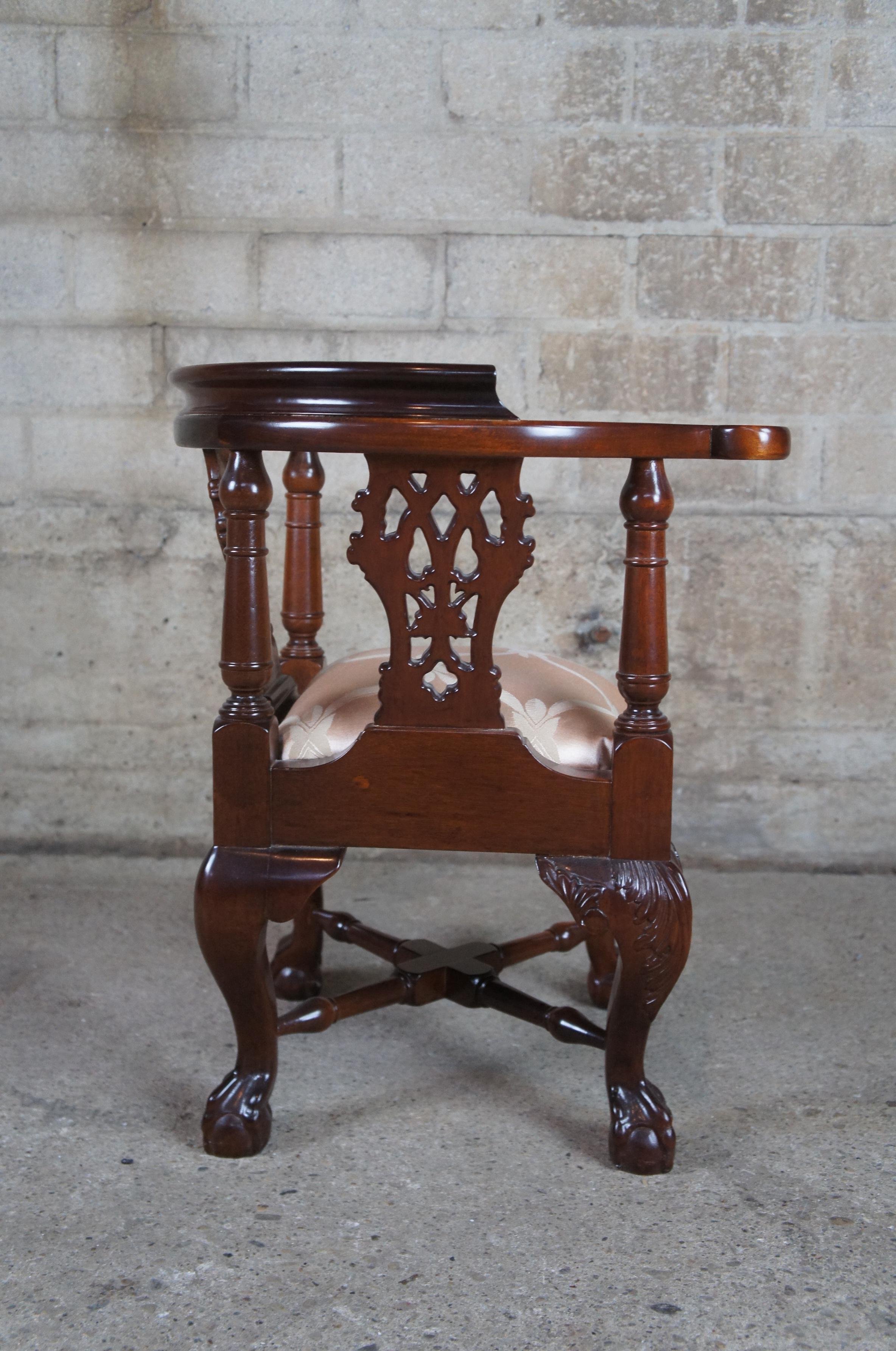 Vintage Chippendale Style Mahogany Childs Doll Corner Accent Chair Ball & Claw 2