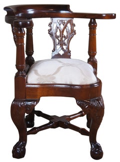 Vintage Chippendale Style Mahogany Childs Doll Corner Accent Chair Ball & Claw