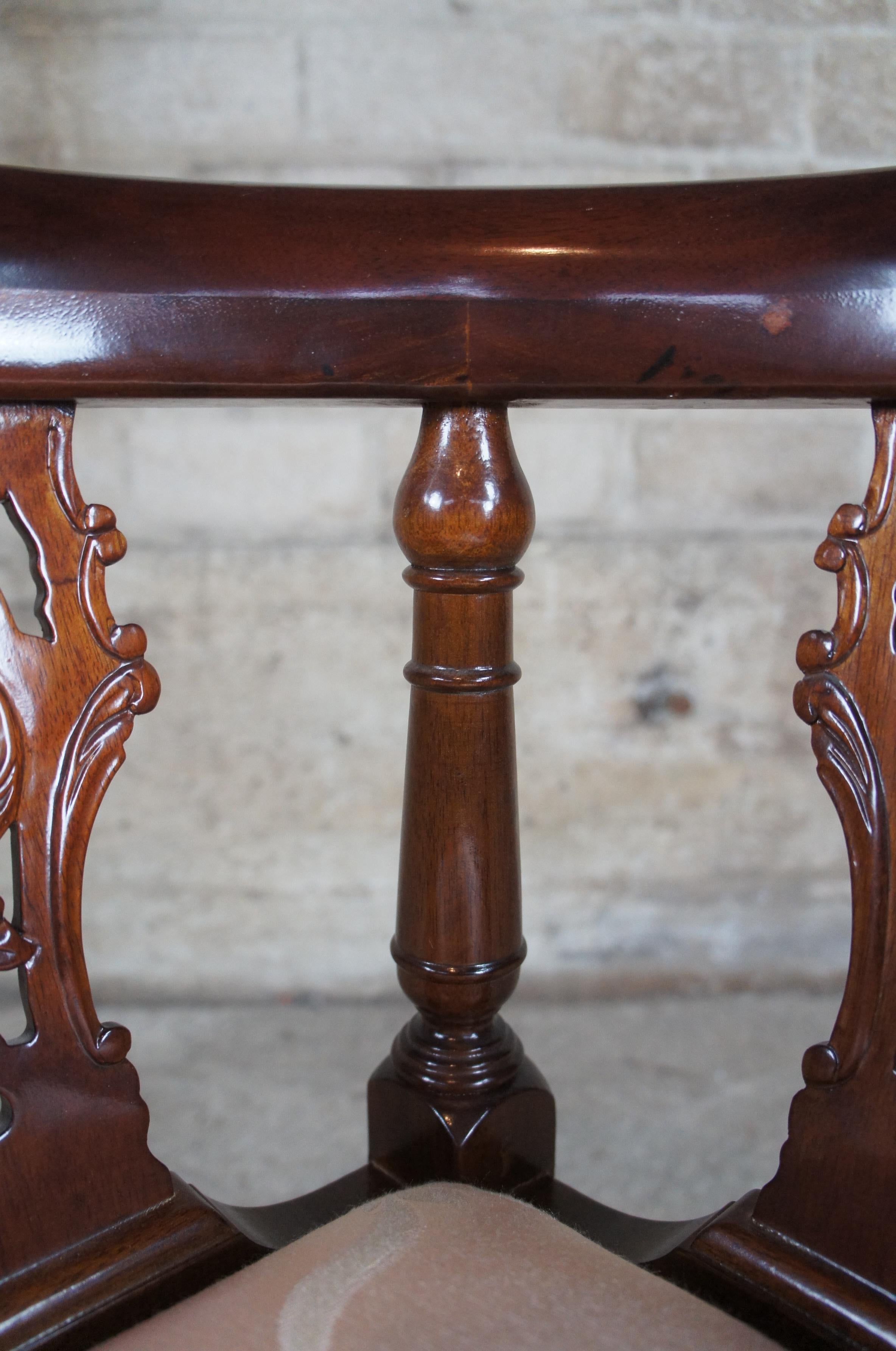 20th Century Vintage Chippendale Style Mahogany Childs Doll Corner Accent Chair Ball & Claw