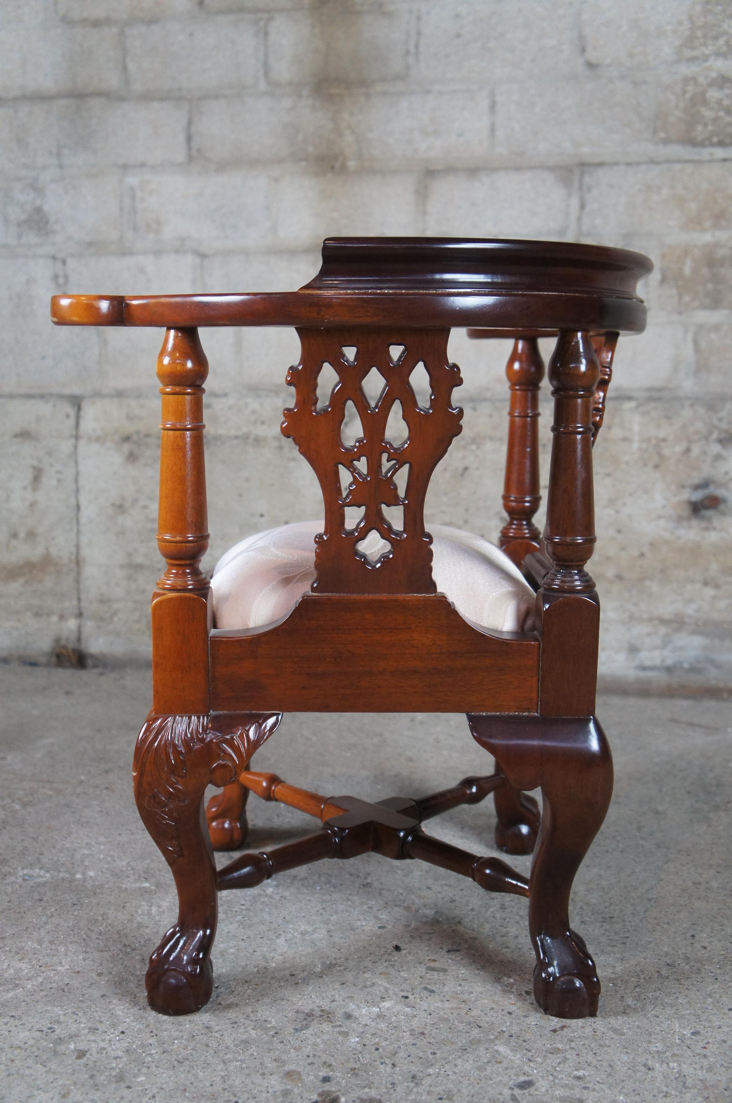 Fabric Vintage Chippendale Style Mahogany Childs Doll Corner Accent Chair Ball & Claw