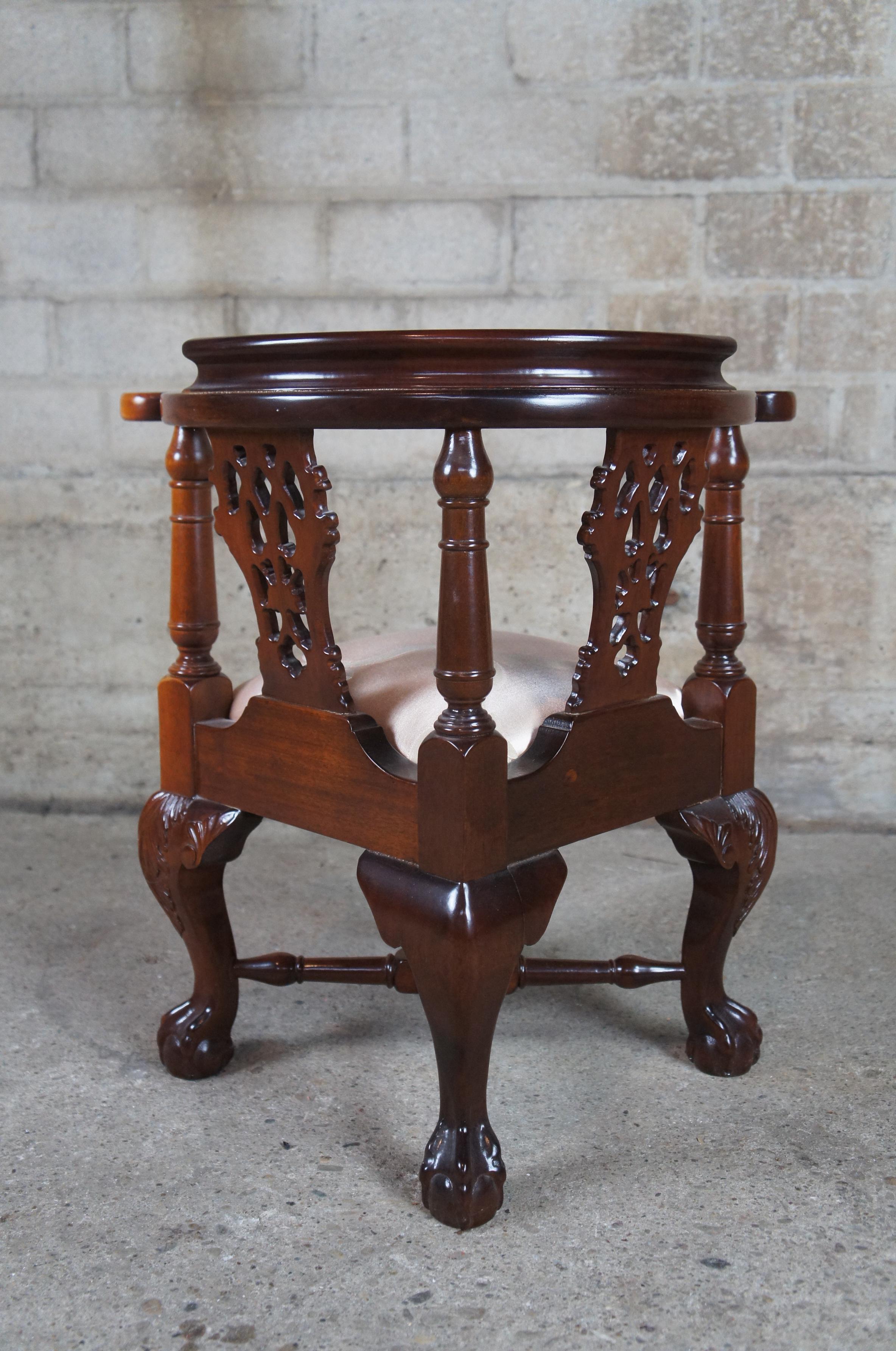 Vintage Chippendale Style Mahogany Childs Doll Corner Accent Chair Ball & Claw 1