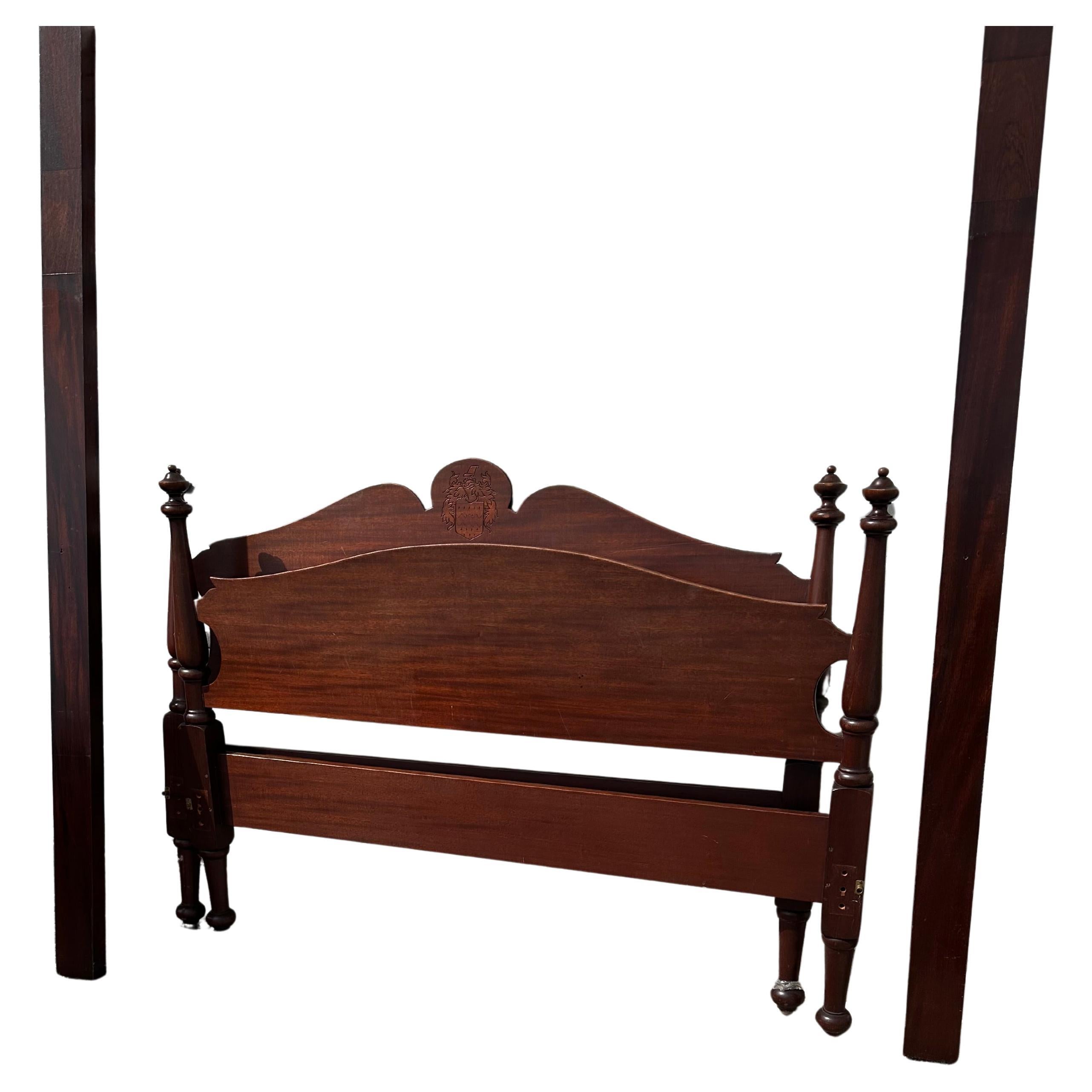 Vintage chippendale style mahogany four posters bed