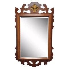 Espejo de Pared de Caoba Calado Biselado Estilo Chippendale Vintage
