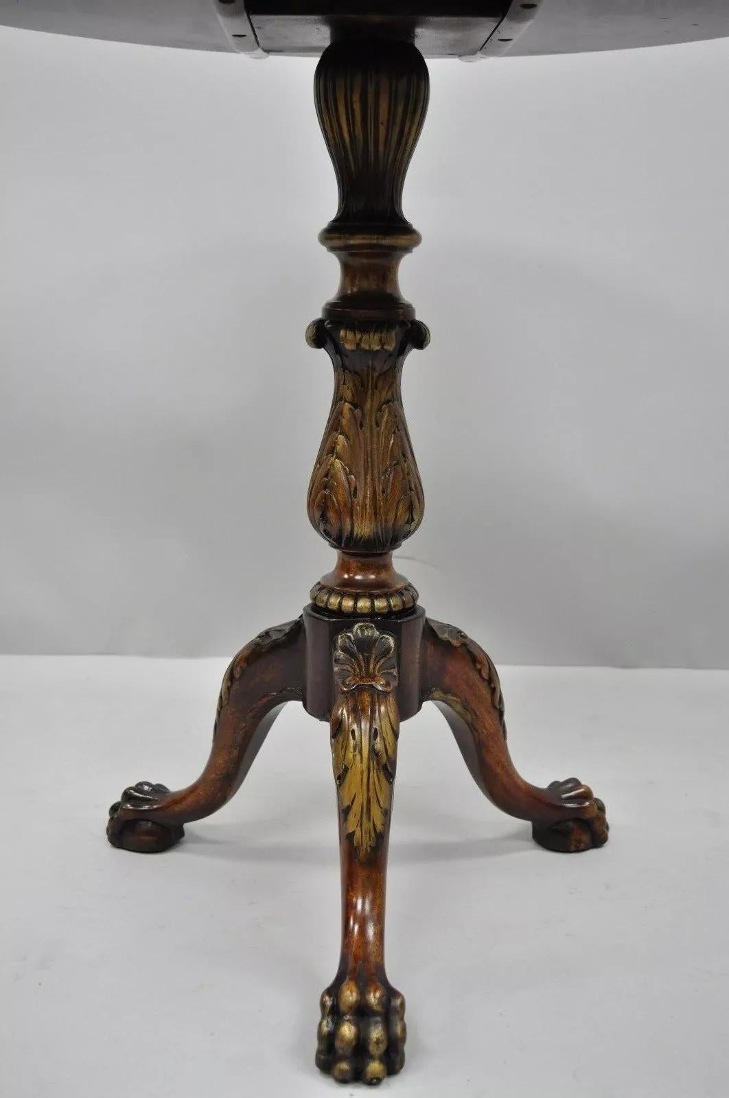 Table à thé vintage de style Chippendale en acajou avec plateau inclinable Ball and Claw en vente 5
