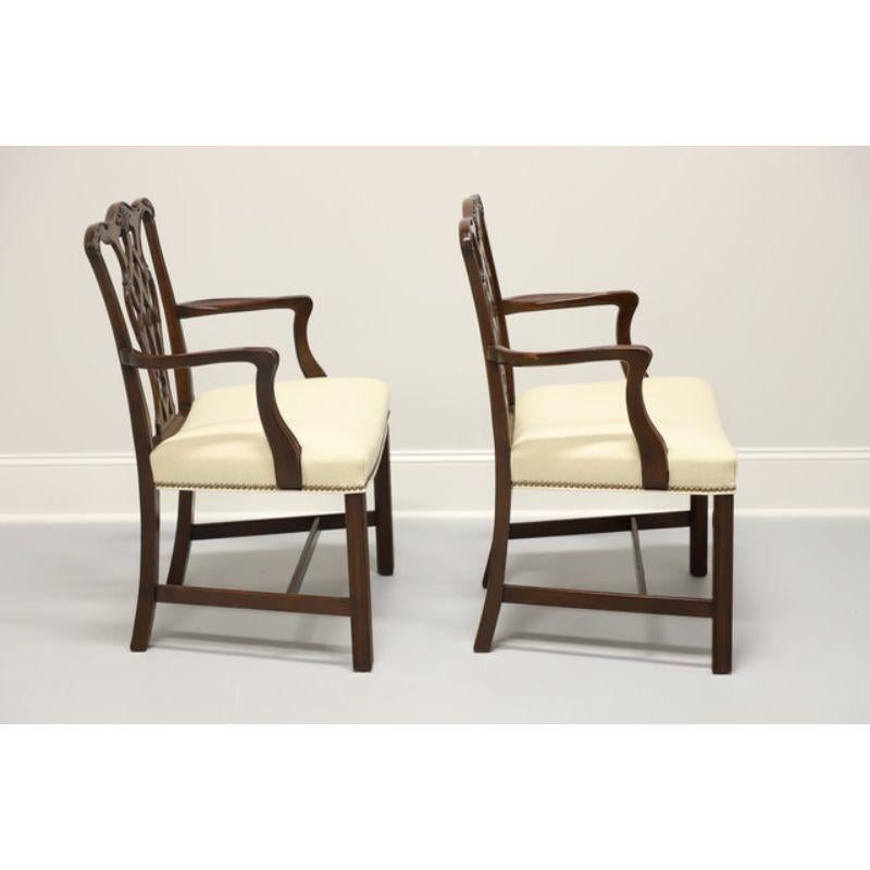 American Chippendale Style Mahogany Straight Leg Dining Armchairs - Pair