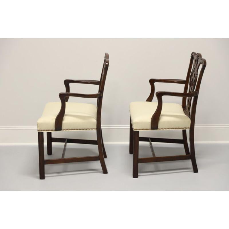 20th Century Chippendale Style Mahogany Straight Leg Dining Armchairs - Pair