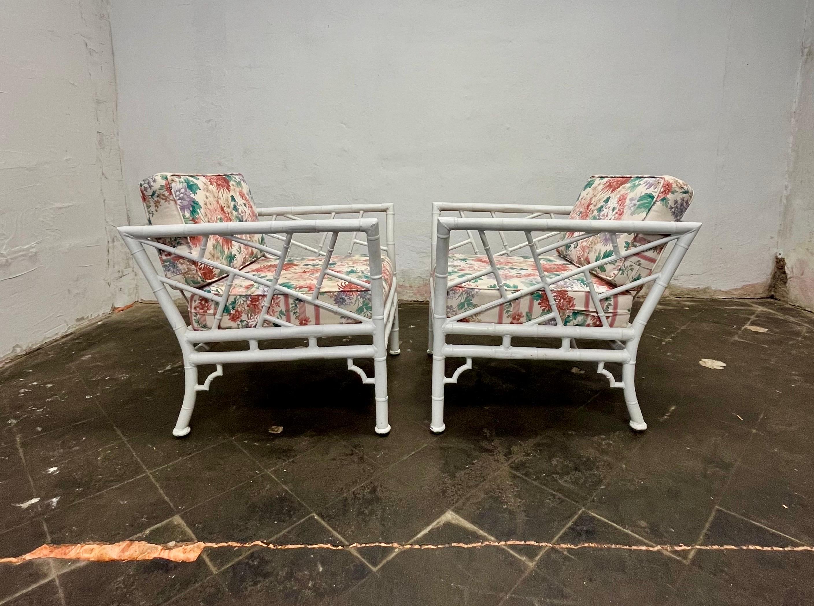 Chinese Chippendale Vintage Chippendale Style Patio Chairs by Meadowcraft