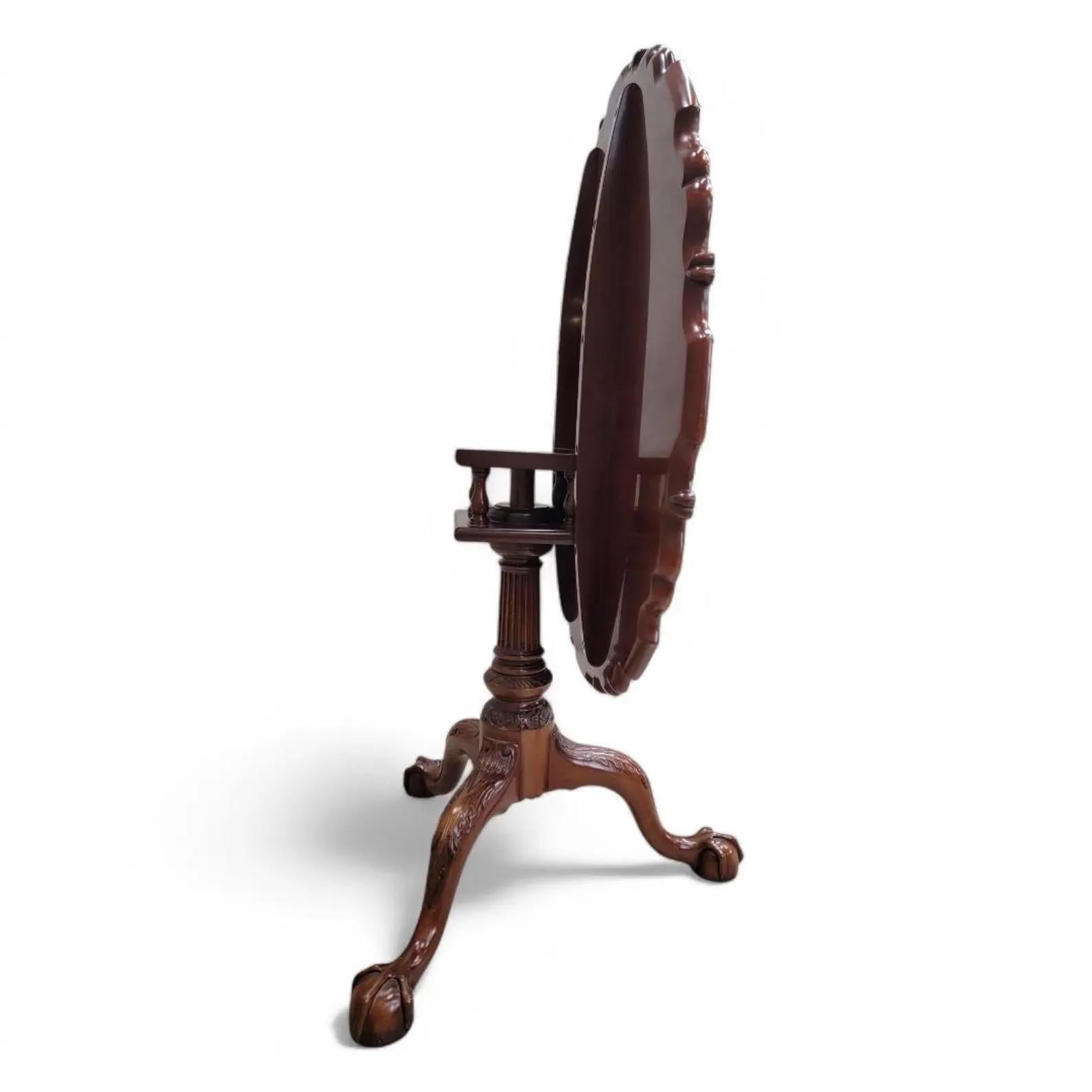Rococo Vintage Chippendale Style Pie Crust Tilt Top Table by Kindel Furniture Co. For Sale