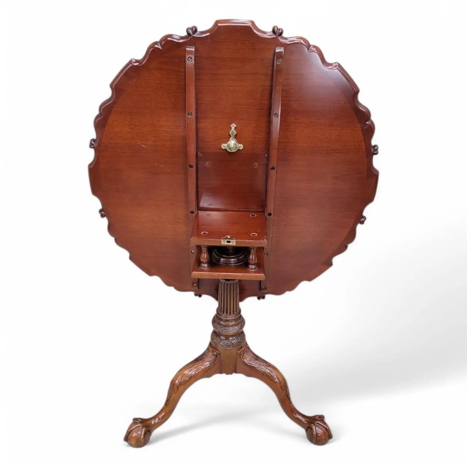 20th Century Vintage Chippendale Style Pie Crust Tilt Top Table by Kindel Furniture Co. For Sale