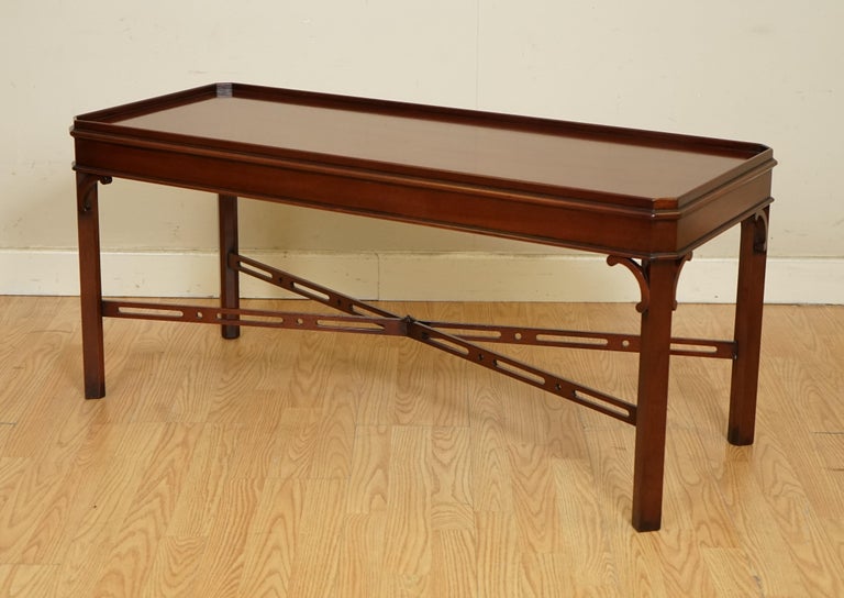 British Vintage Chippendale Style Solid Hardwood Coffee Table Early 20th Century For Sale