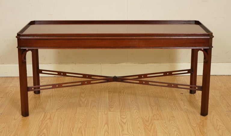 Hand-Crafted Vintage Chippendale Style Solid Hardwood Coffee Table Early 20th Century For Sale