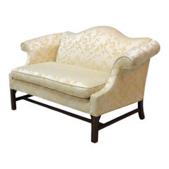 Vintage Chippendale Style Upholstered Camelback Settee C1950