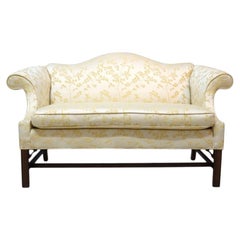 Vintage Chippendale Style Upholstered Camelback Settee C1950