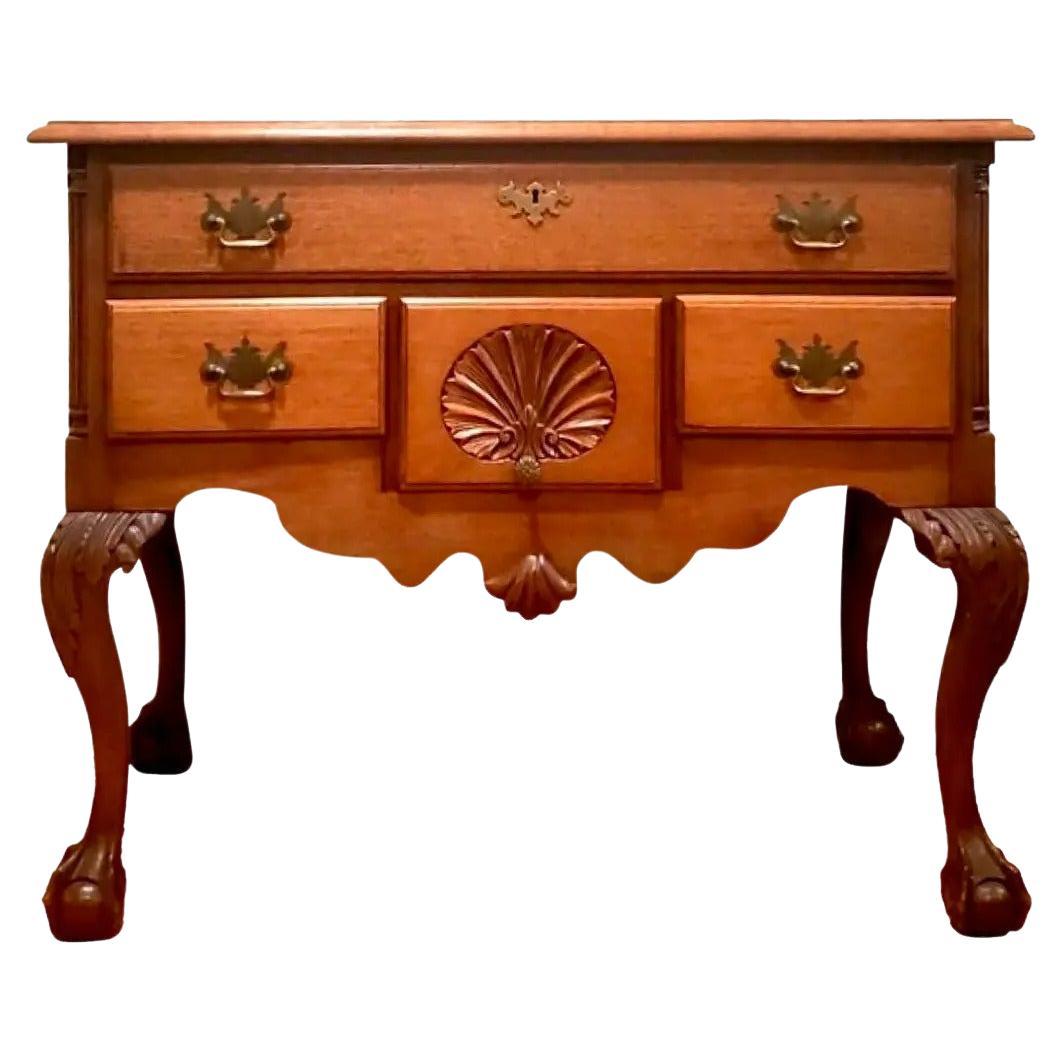 Vintage Chippendale Sunrise Lowboy For Sale