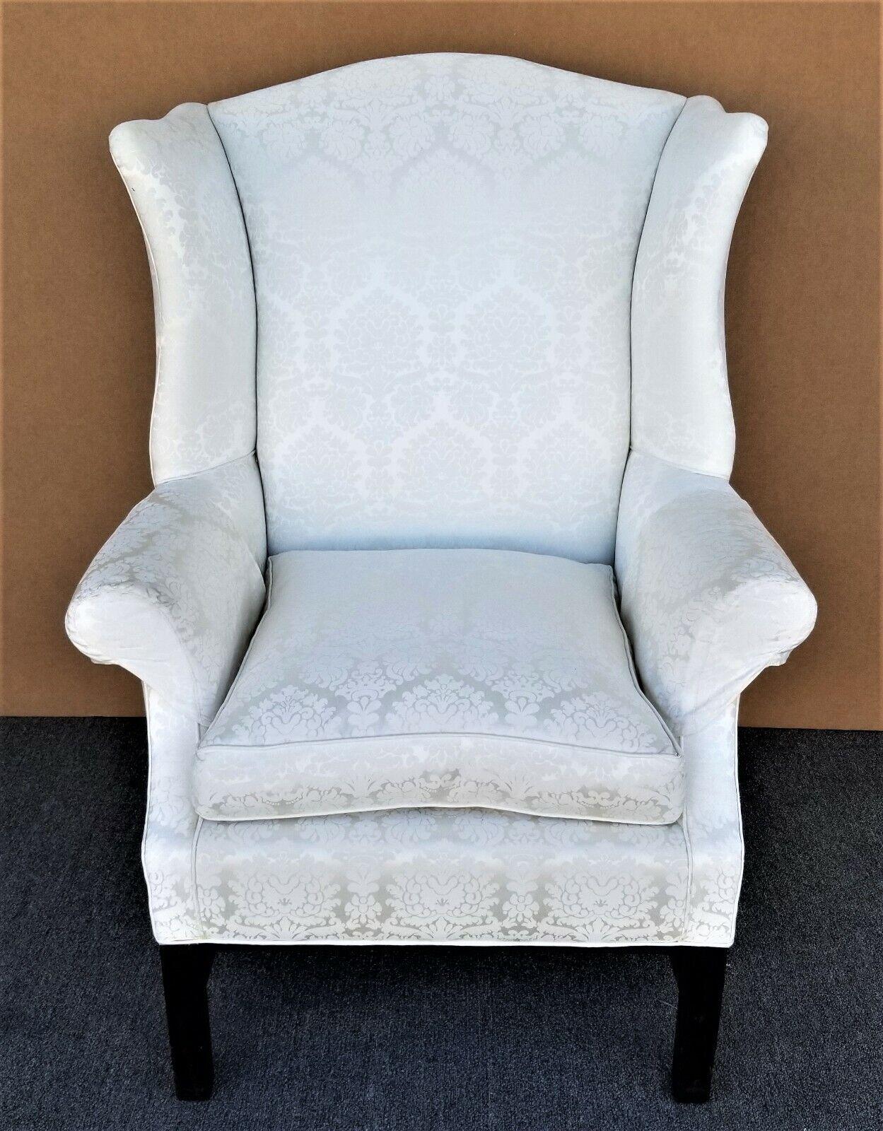 Late 20th Century Vintage Chippendale Wingback Armchair For Sale