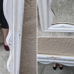 Vintage Chippy White Scalloped Inner Edge Wall Mirror