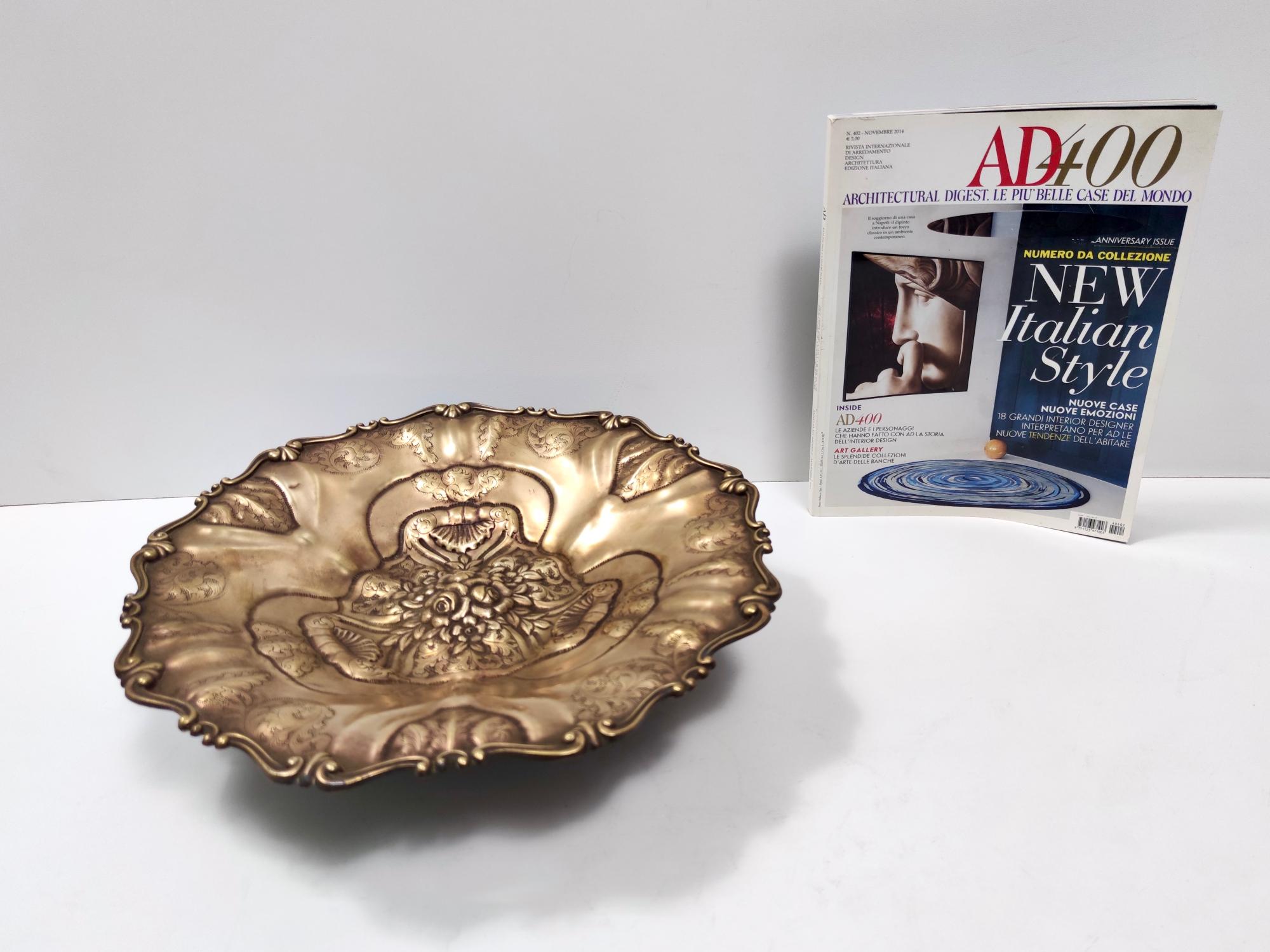 Italian Vintage Chiseled and Embossed Cast Bronze Centerpiece / Bowl, Italy For Sale