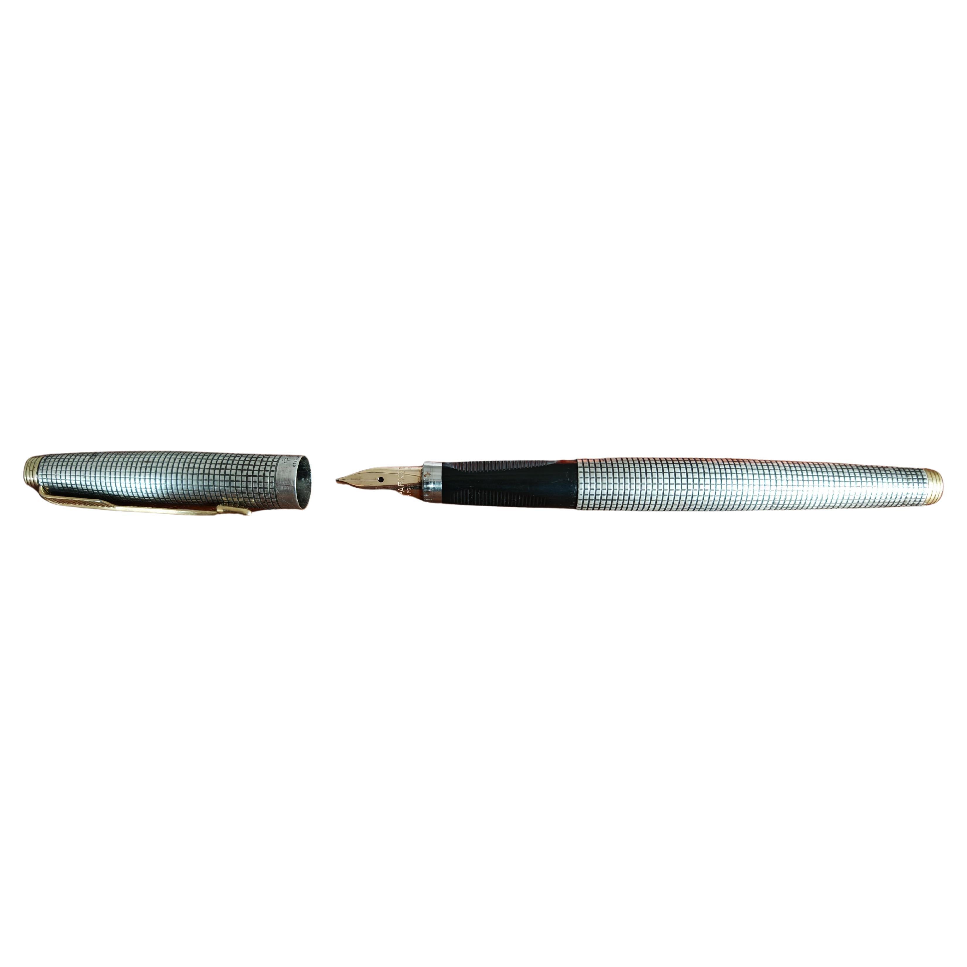 Vintage Chiseled Silver Füllfederhalter "Sonnet" von Parker, USA 1963