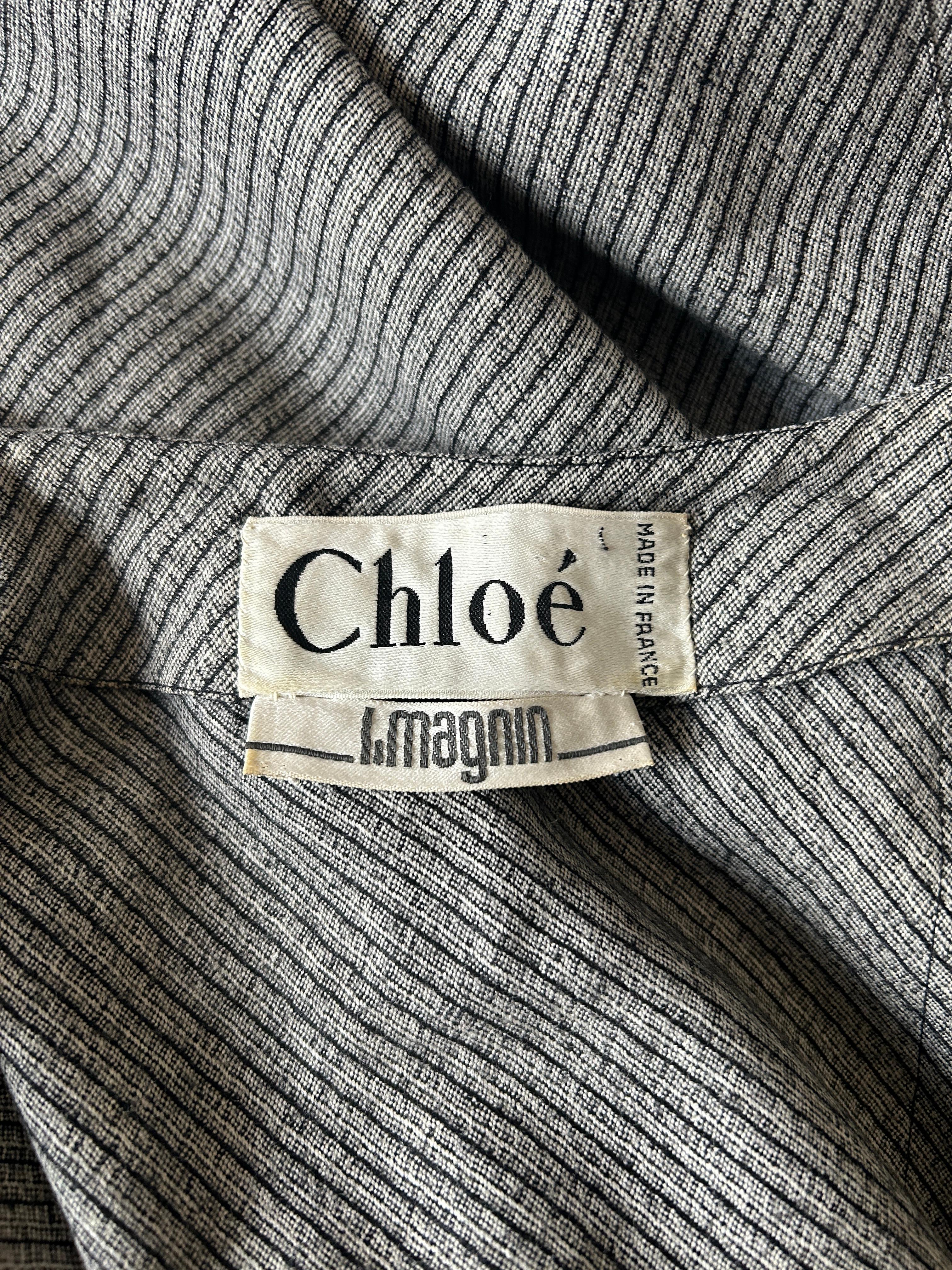 Vintage Chloe 1980s Grigio Lana Cappotto Asimmetrico Abito Avant Garde in vendita 4