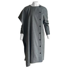 Vintage Chloe 1980s Grey Wool Asymmetric Coat Dress Avante-Garde
