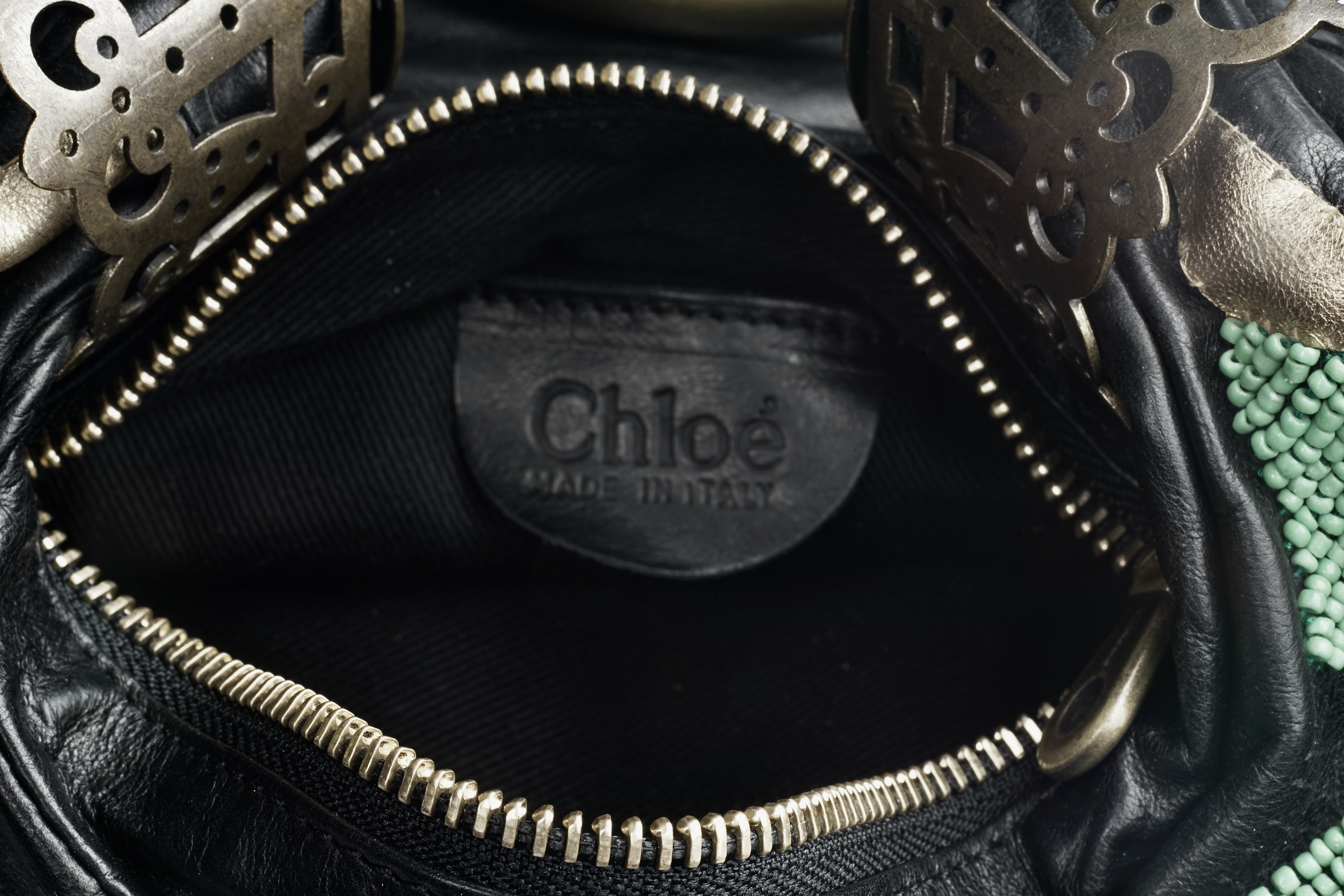 Vintage CHLOE Beaded Leather Bracelet Bag 5